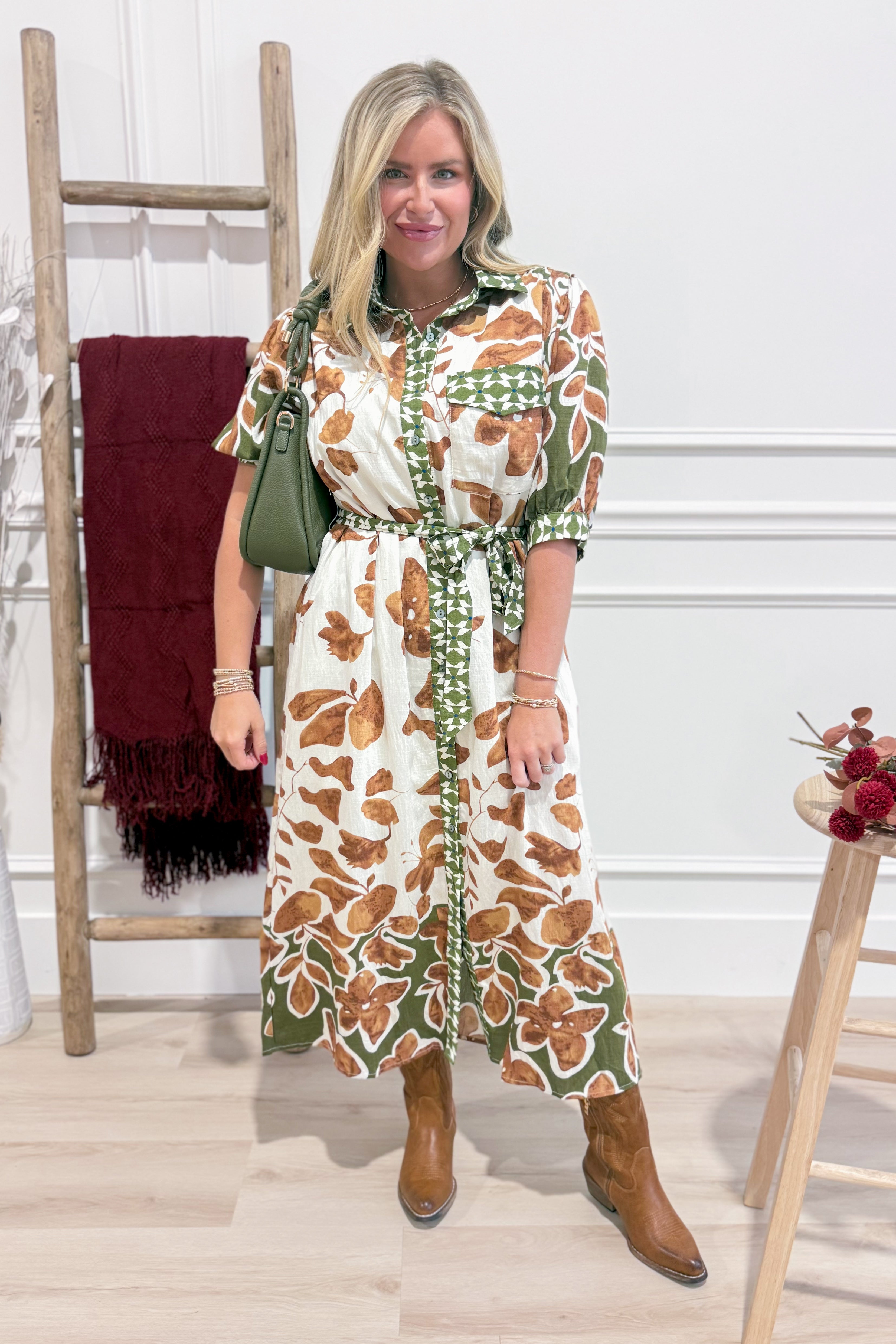 Holly Botanical Print Midi Dress - Coremarkets