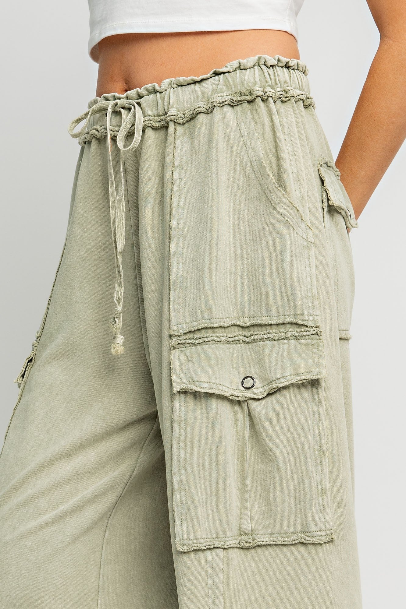 Mateo Mineral Washed Wide Leg Cargo Pants - Coremarkets
