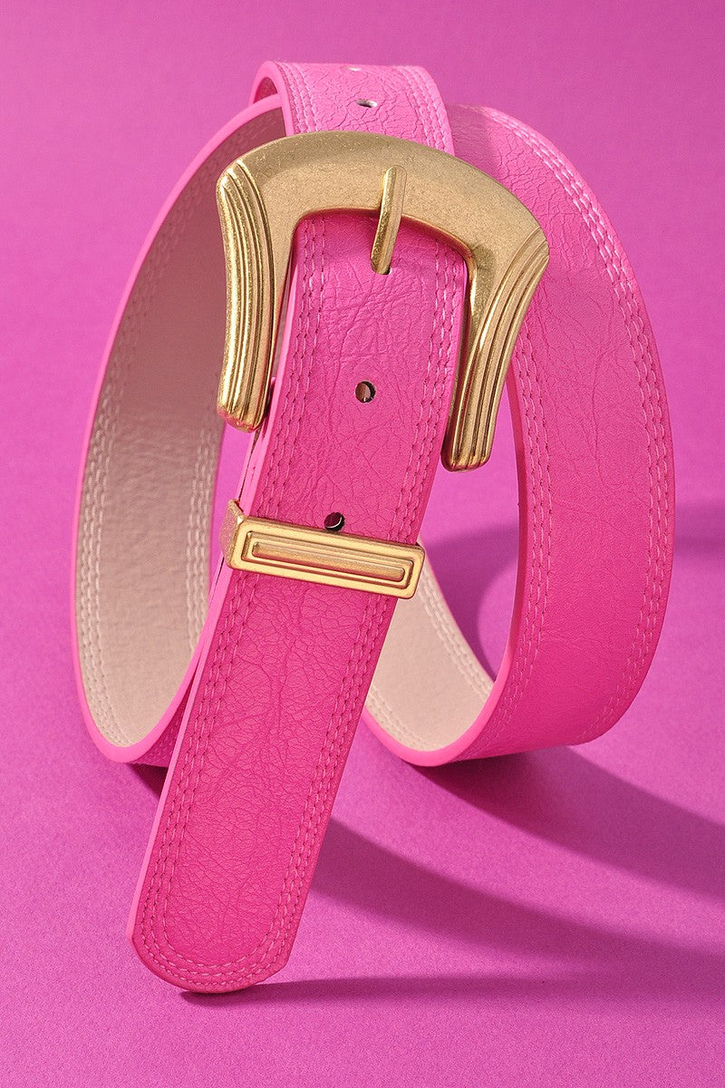 Pinky Metal Rectangle Buckled Belt - Coremarkets