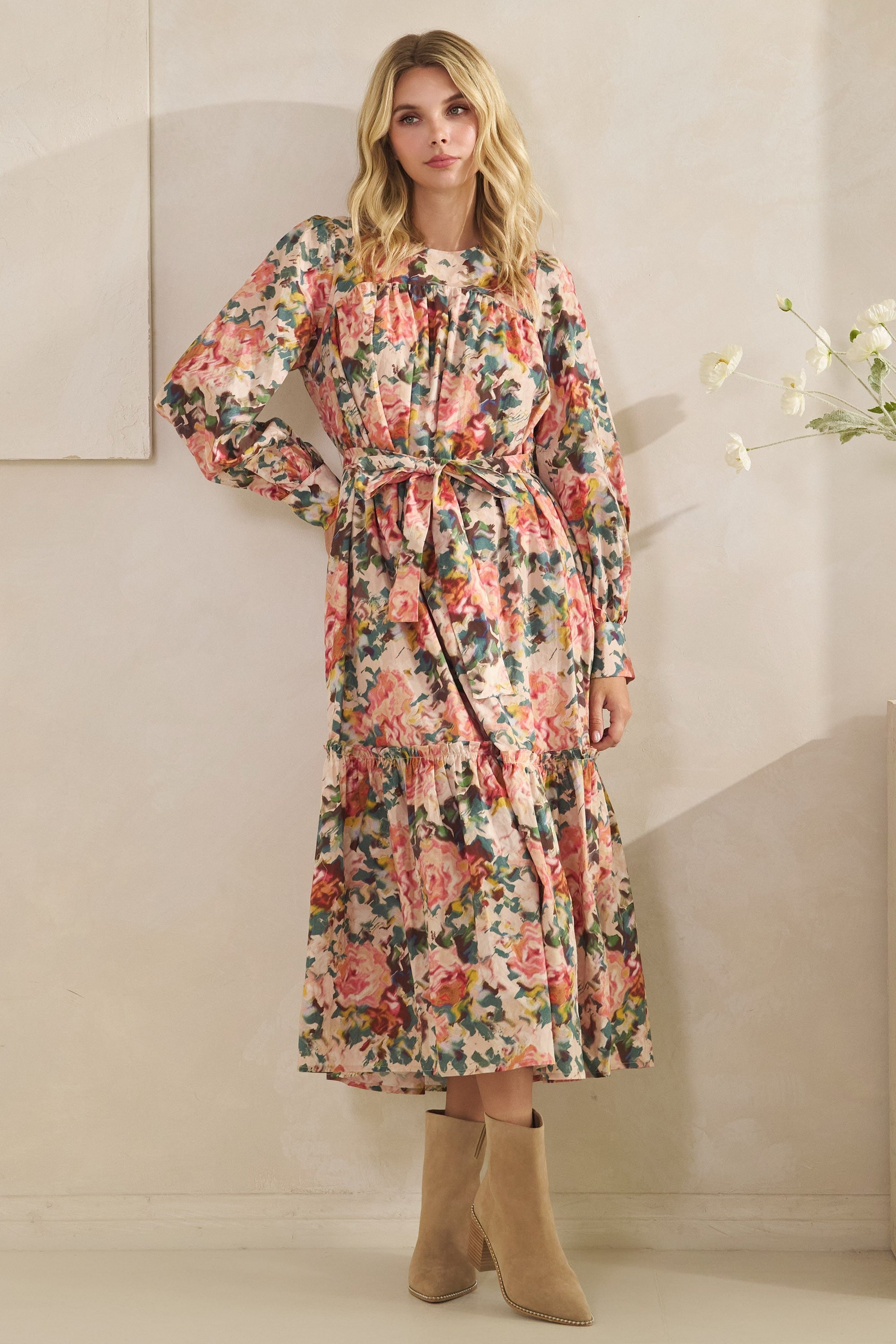 Sophia Floral Tie Waist Dress - Coremarkets