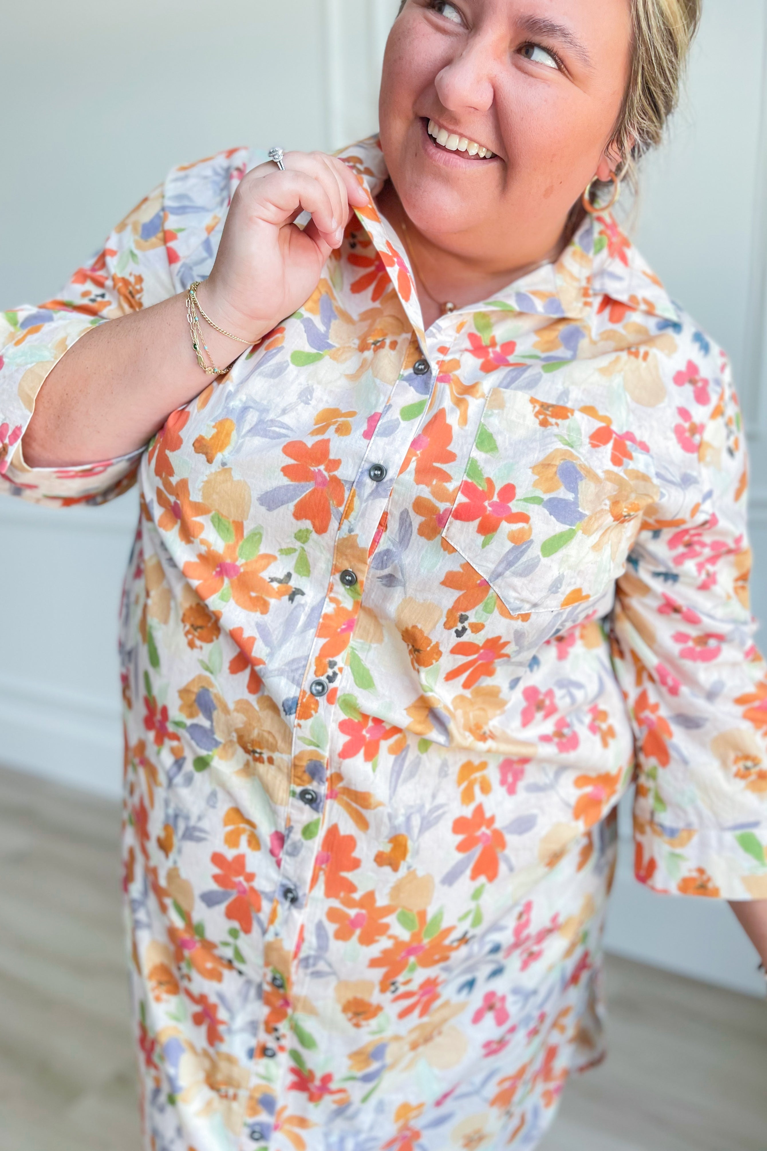 Lisa Multi Floral Button Down Dress - Coremarkets