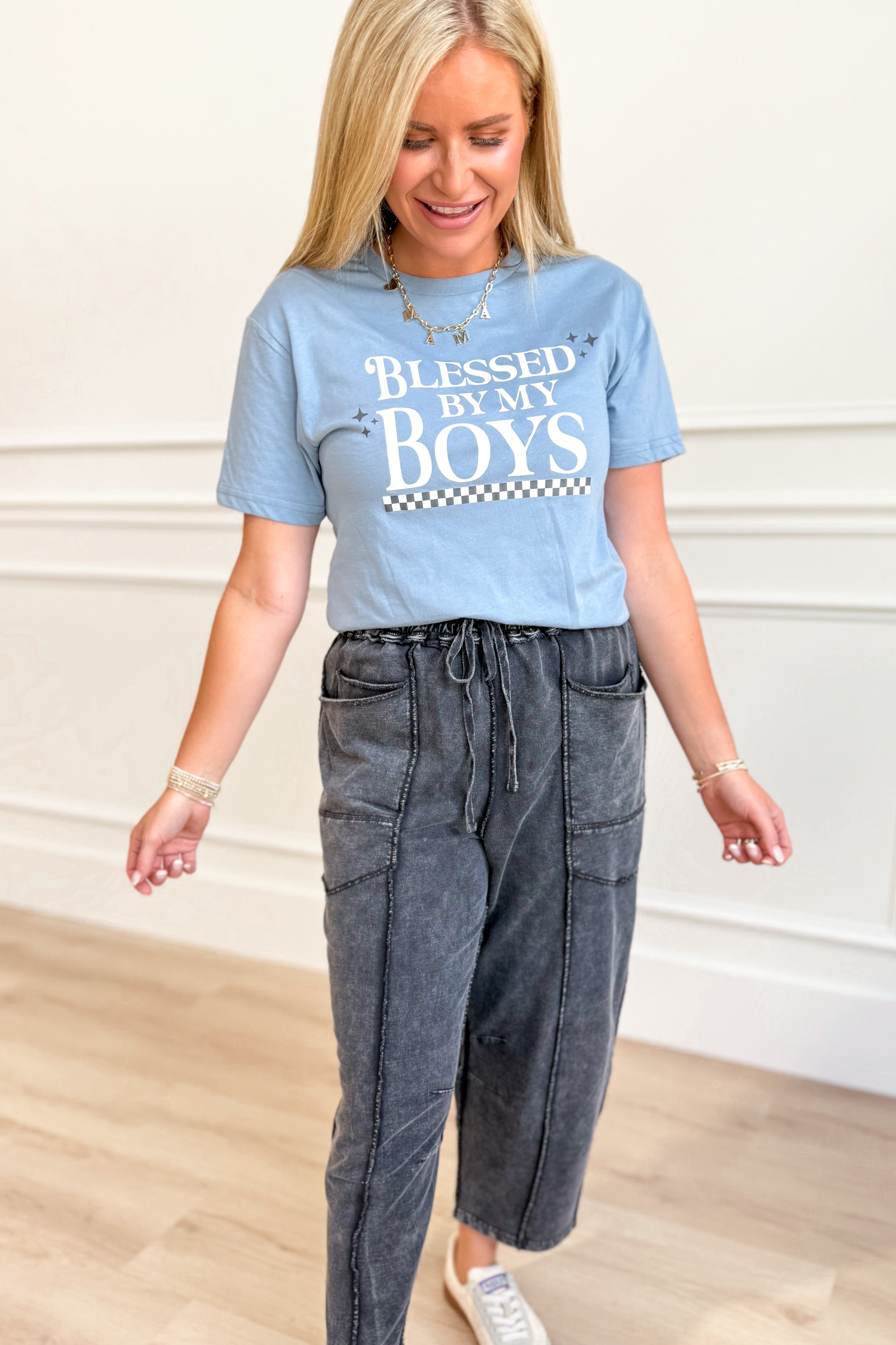 Blessed By My Boys Graphic T-Shirt - Coremarkets