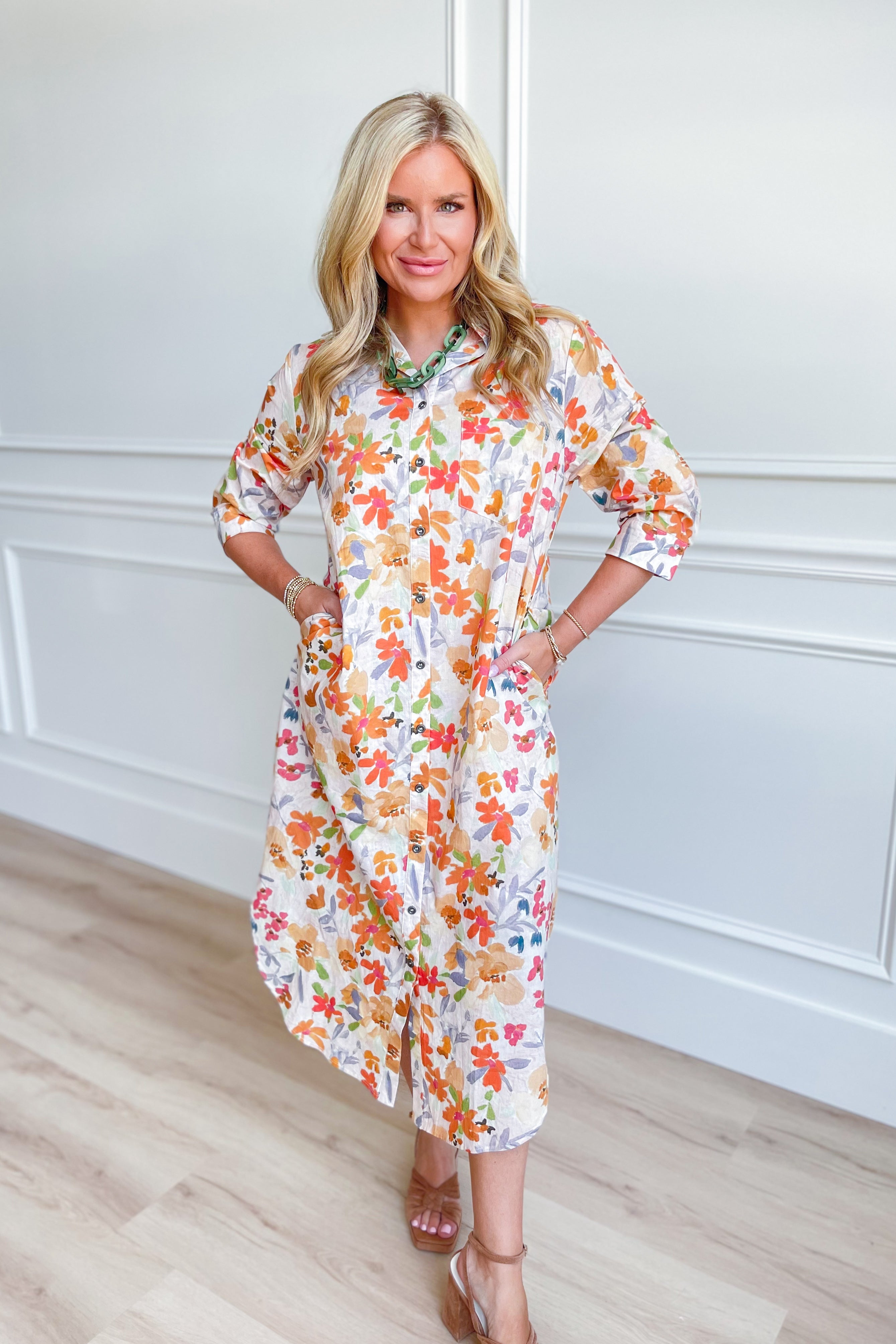 Lisa Multi Floral Button Down Dress - Coremarkets