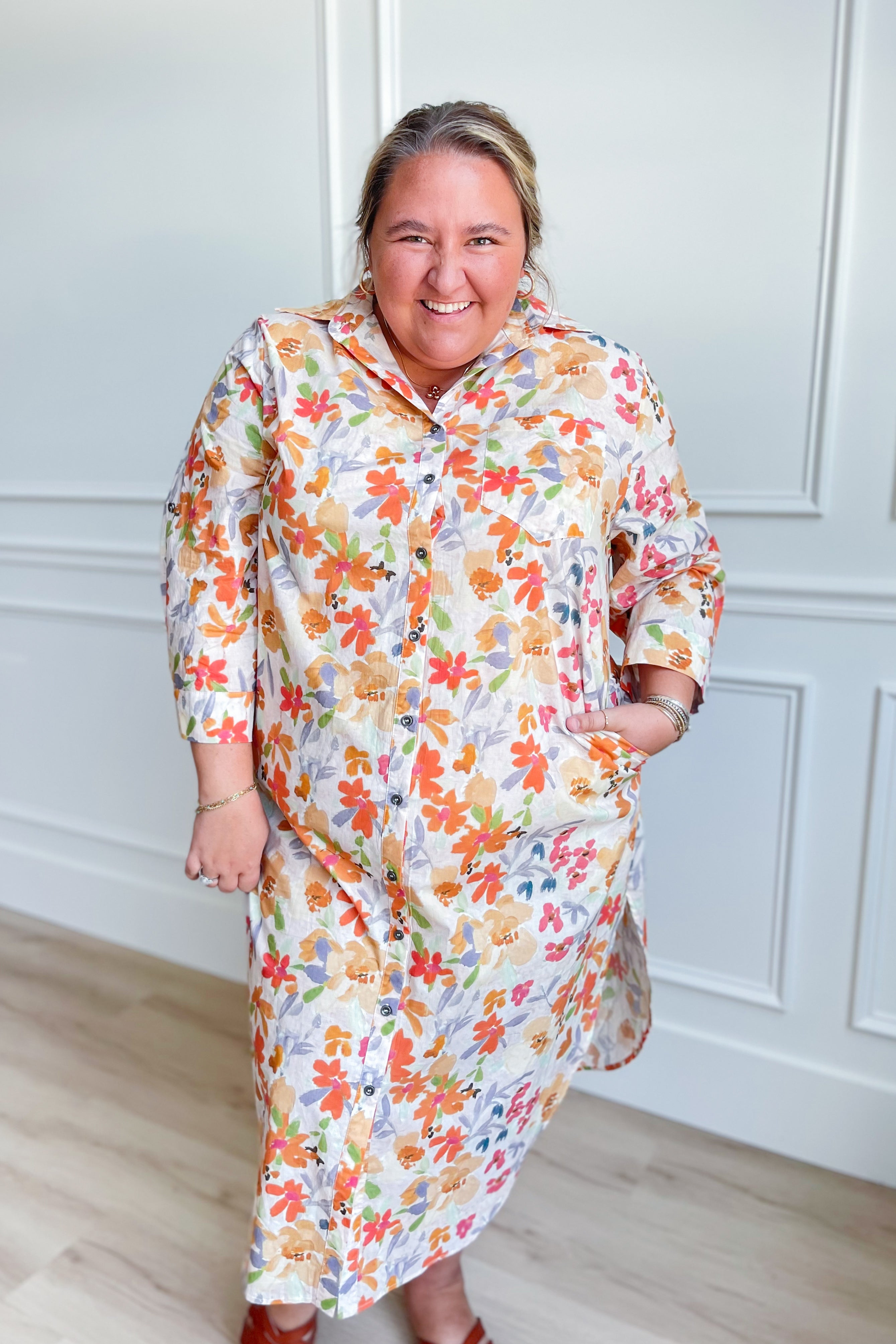 Lisa Multi Floral Button Down Dress - Coremarkets