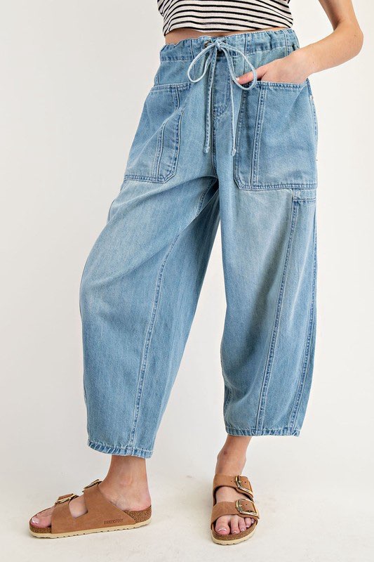 Corrine Denim Washed Barrel Pant - Coremarkets