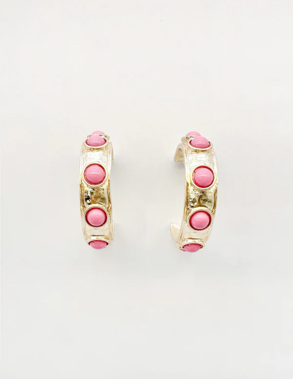 Gold Hoop with Pink Studded Accent - Coremarkets
