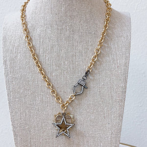 Treasure Jewels Star Heart Two Tone Necklace - Coremarkets