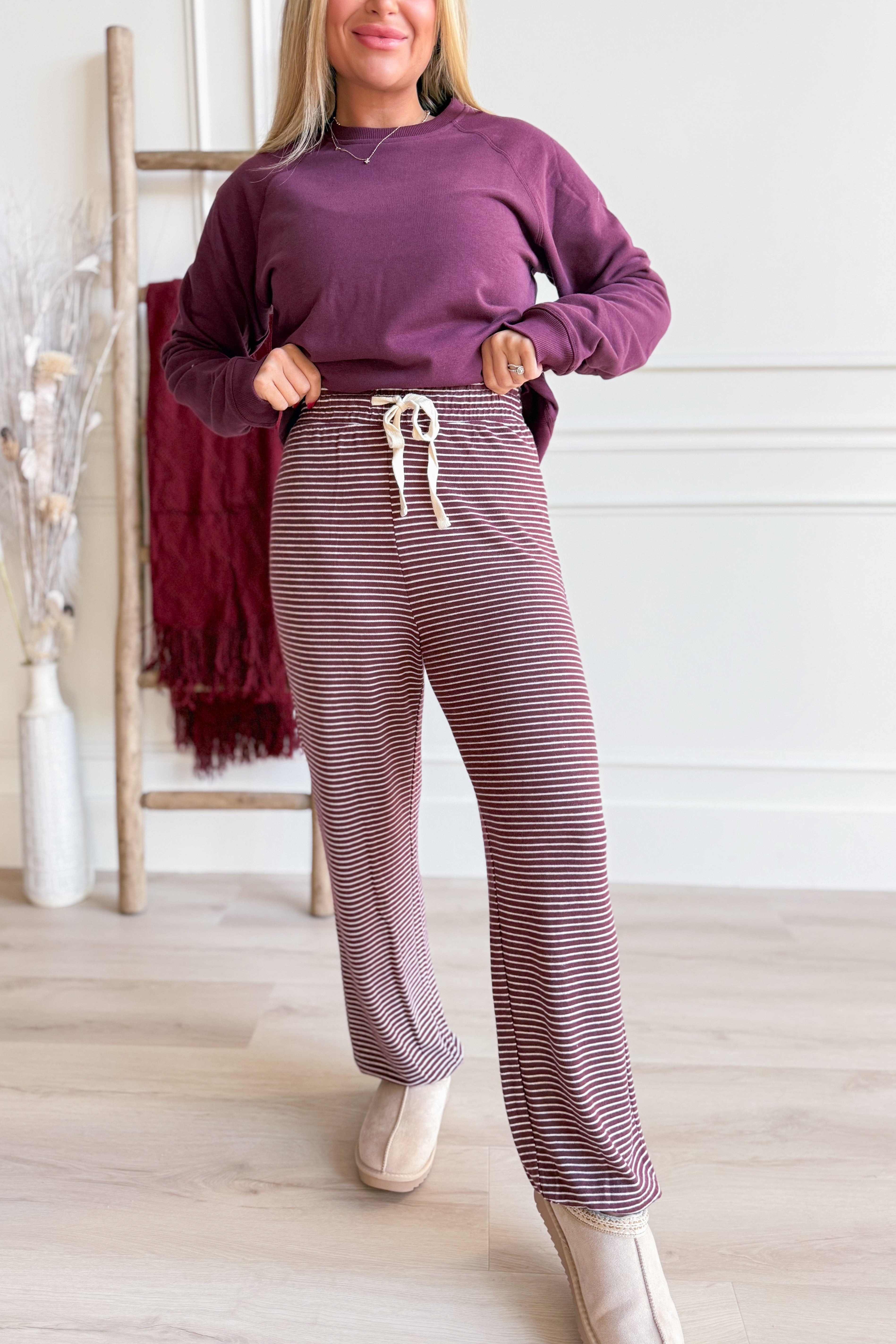 Lucy Striped Drawstring Lounge Pant - Coremarkets