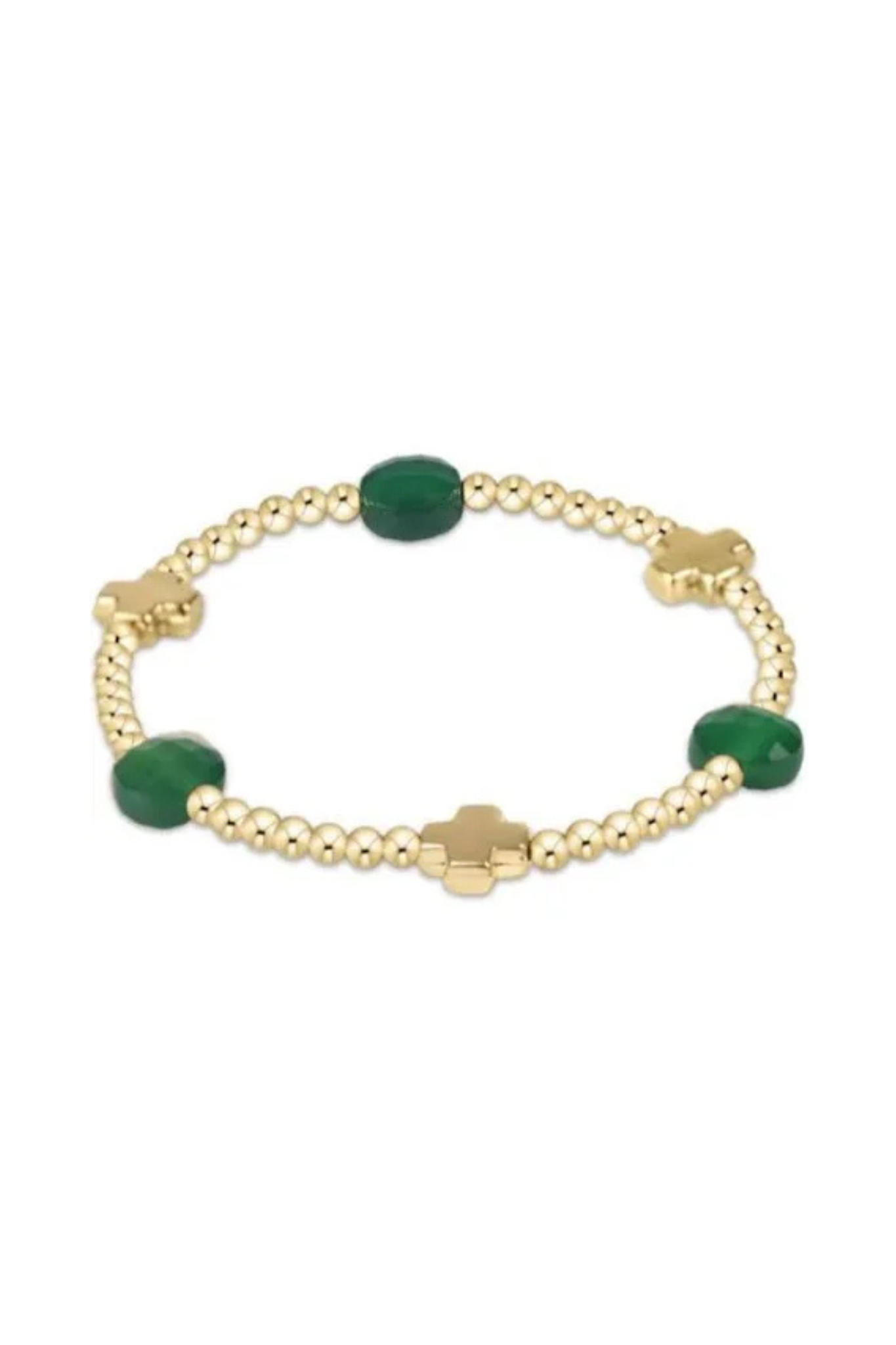 Enewton Green Onyx Signature Cross Admire Gold Pattern 3mm Bracelet - Coremarkets