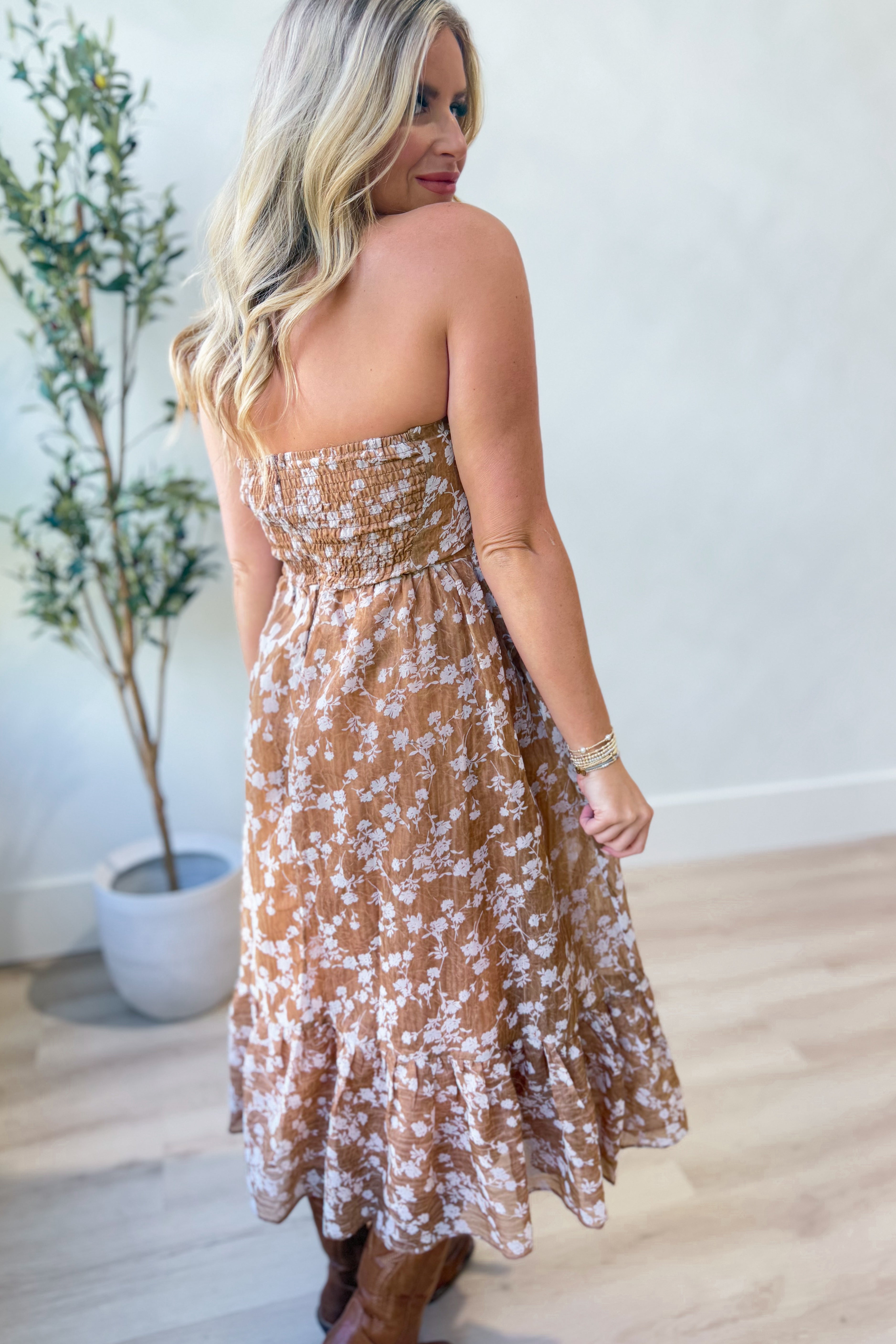 Zoe Fall Floral Ruffle Trim Dress - Coremarkets