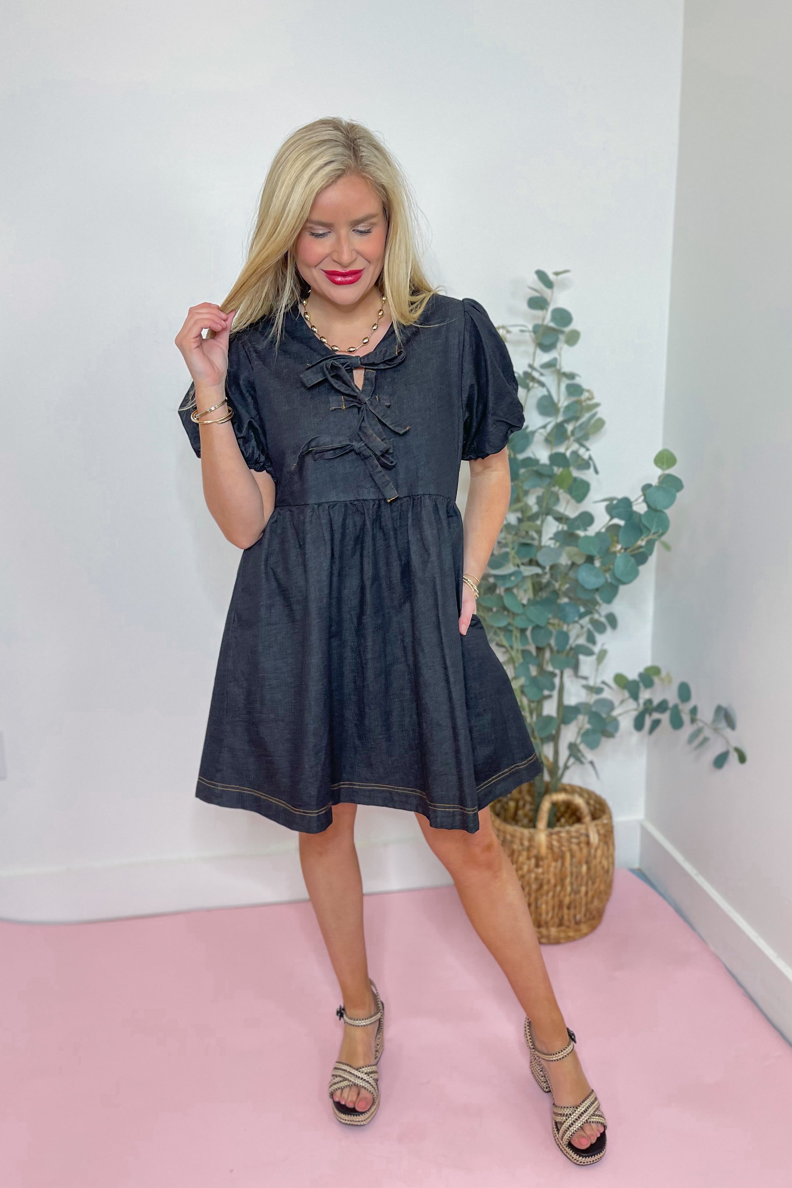 Heather Balloon Sleeve Peplum Dress - Coremarkets