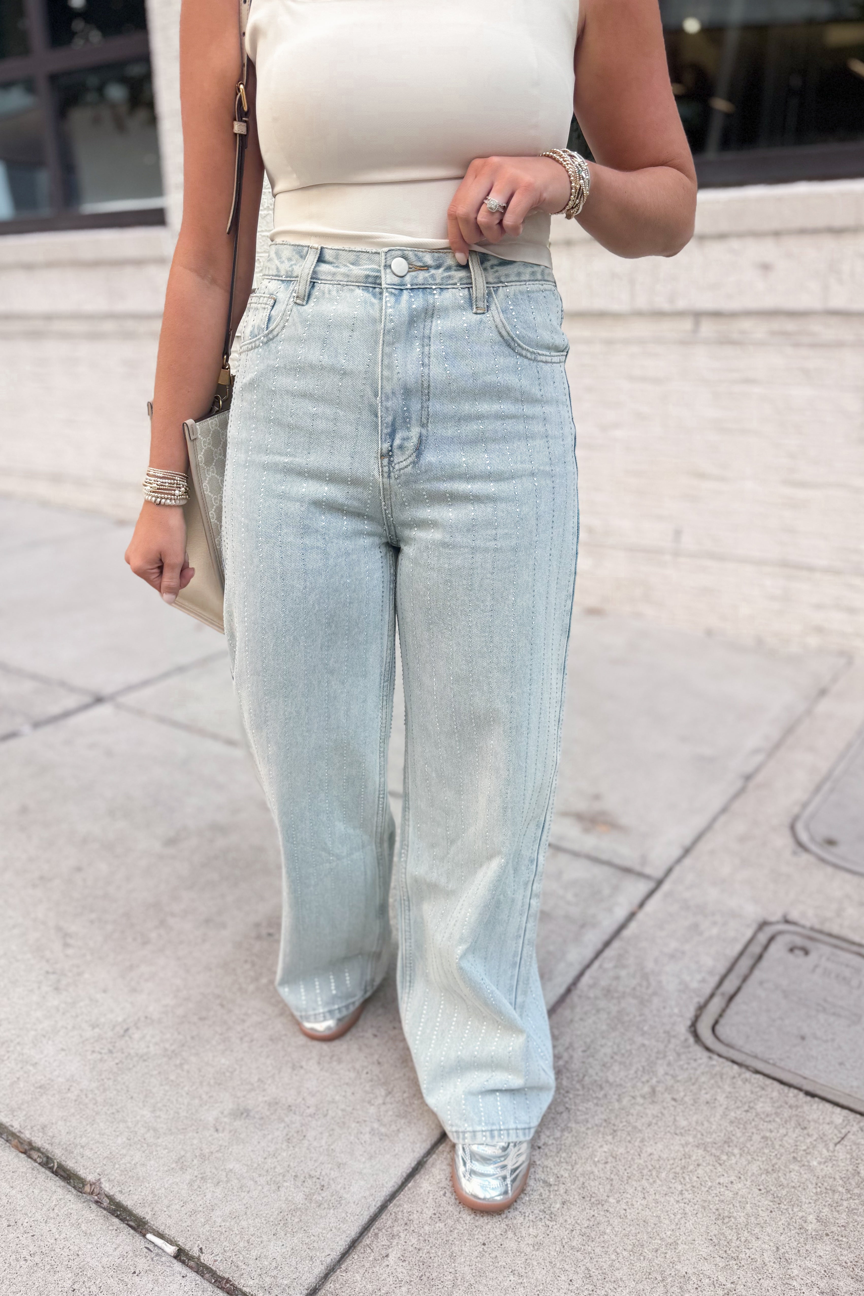 Kelsea Rhinestone Studded Denim Jean - Coremarkets