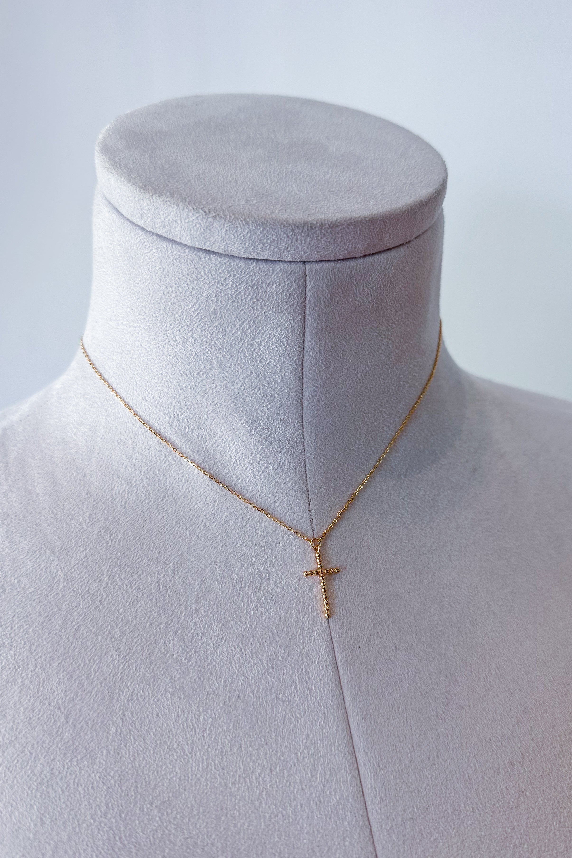 Amazing Grace Beaded Cross 18K Gold Plated Necklace - Coremarkets