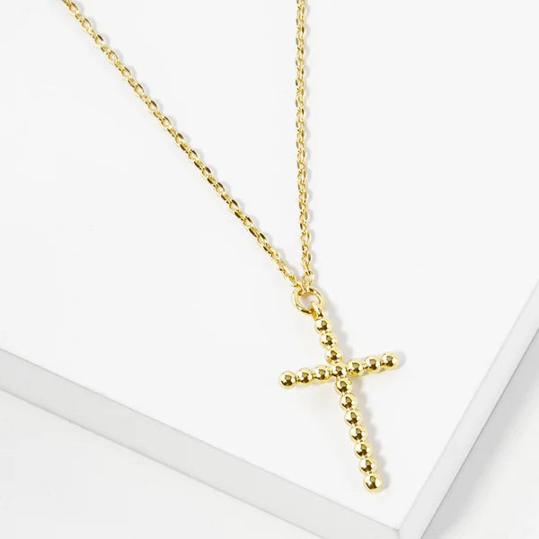 Amazing Grace Beaded Cross 18K Gold Plated Necklace - Coremarkets