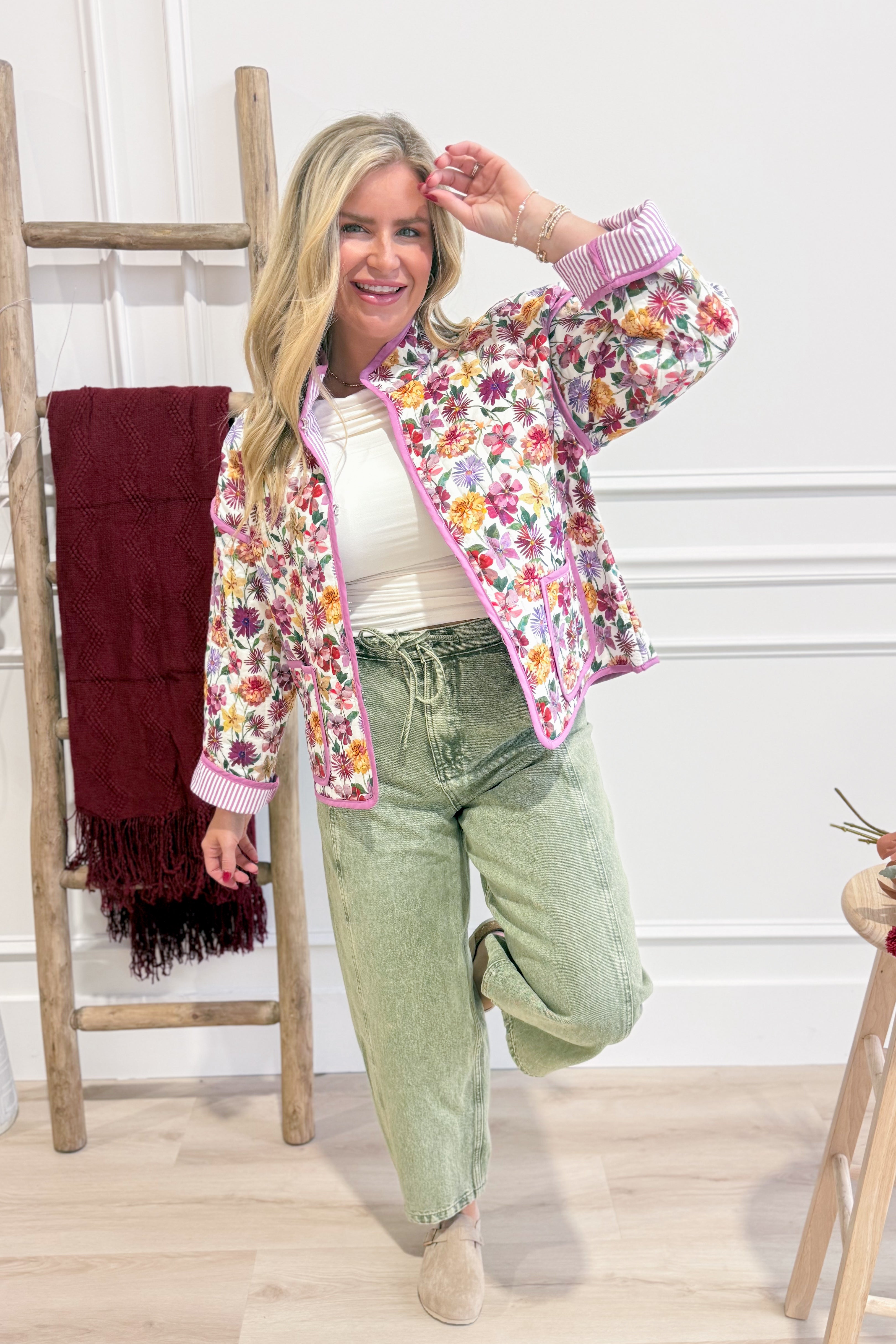 Victoria Floral Printed Quilted Jacket - Coremarkets