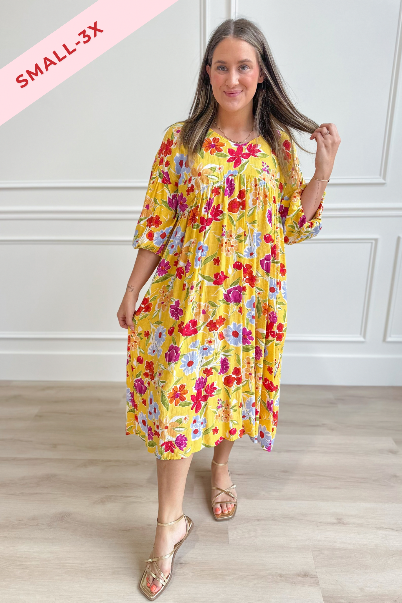 Serena Blossom Print Bubble Sleeve Maxi Dress - Coremarkets