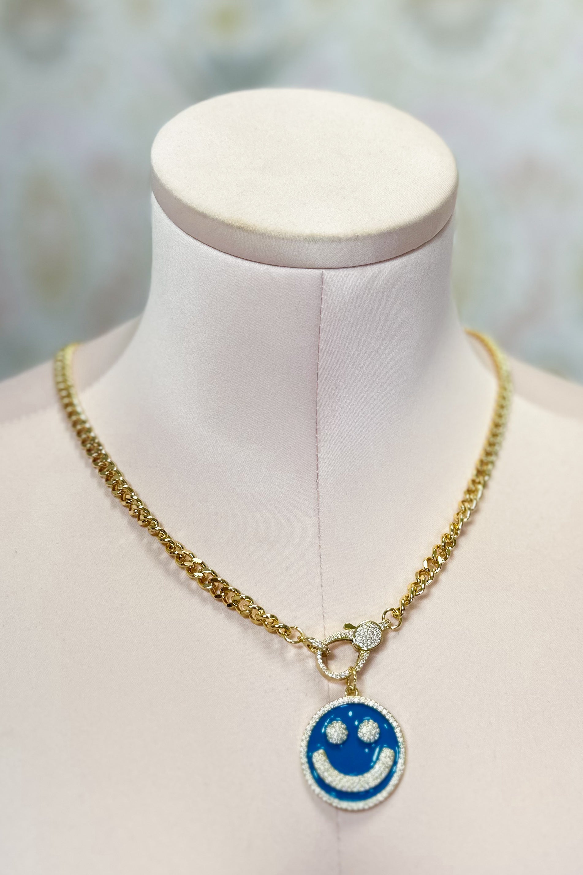 Treasure Jewels Blue Pave Enamel Crystal Necklace - Coremarkets