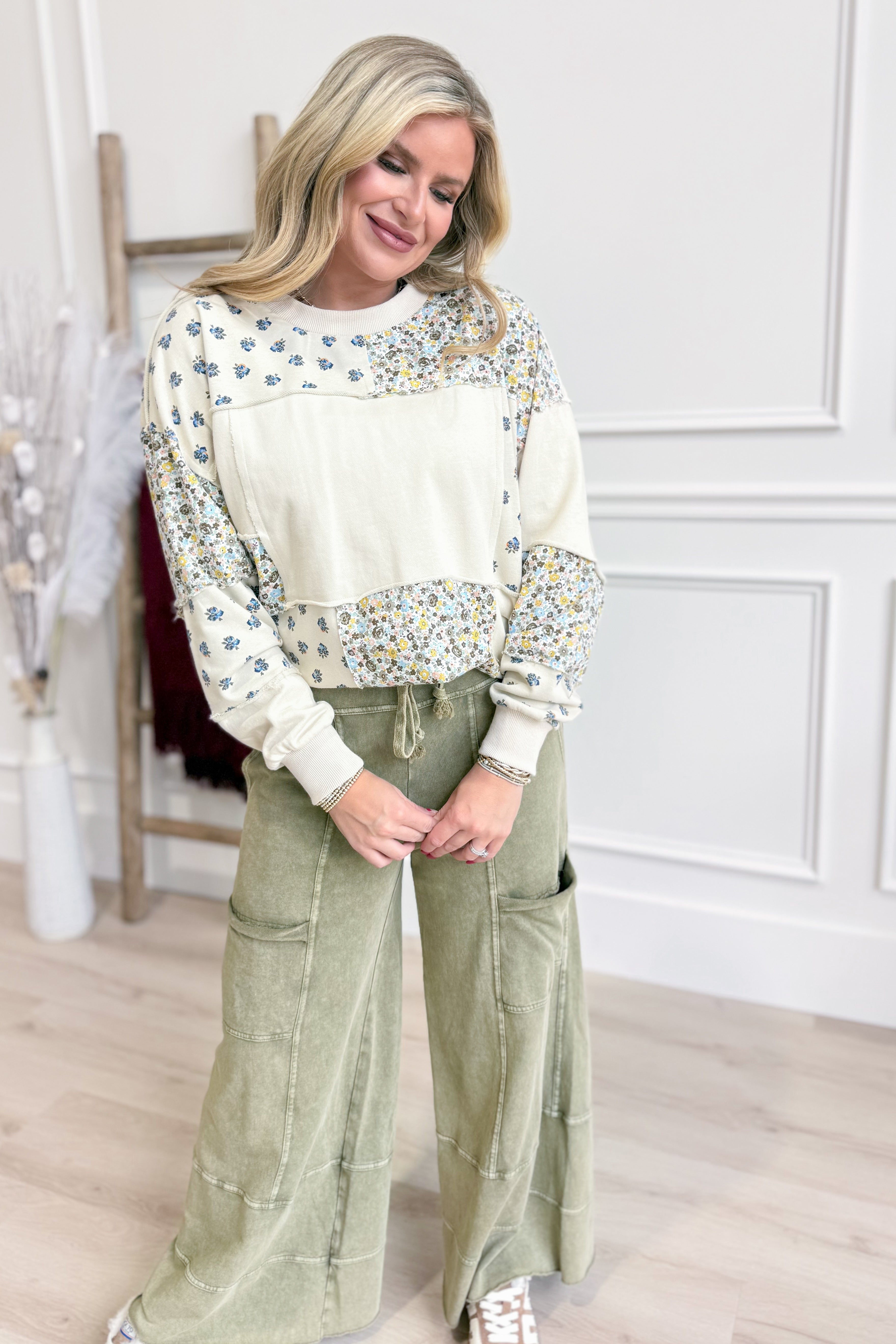 Bradley Mineral Washed Terry Knit Wide Leg Pants - Coremarkets