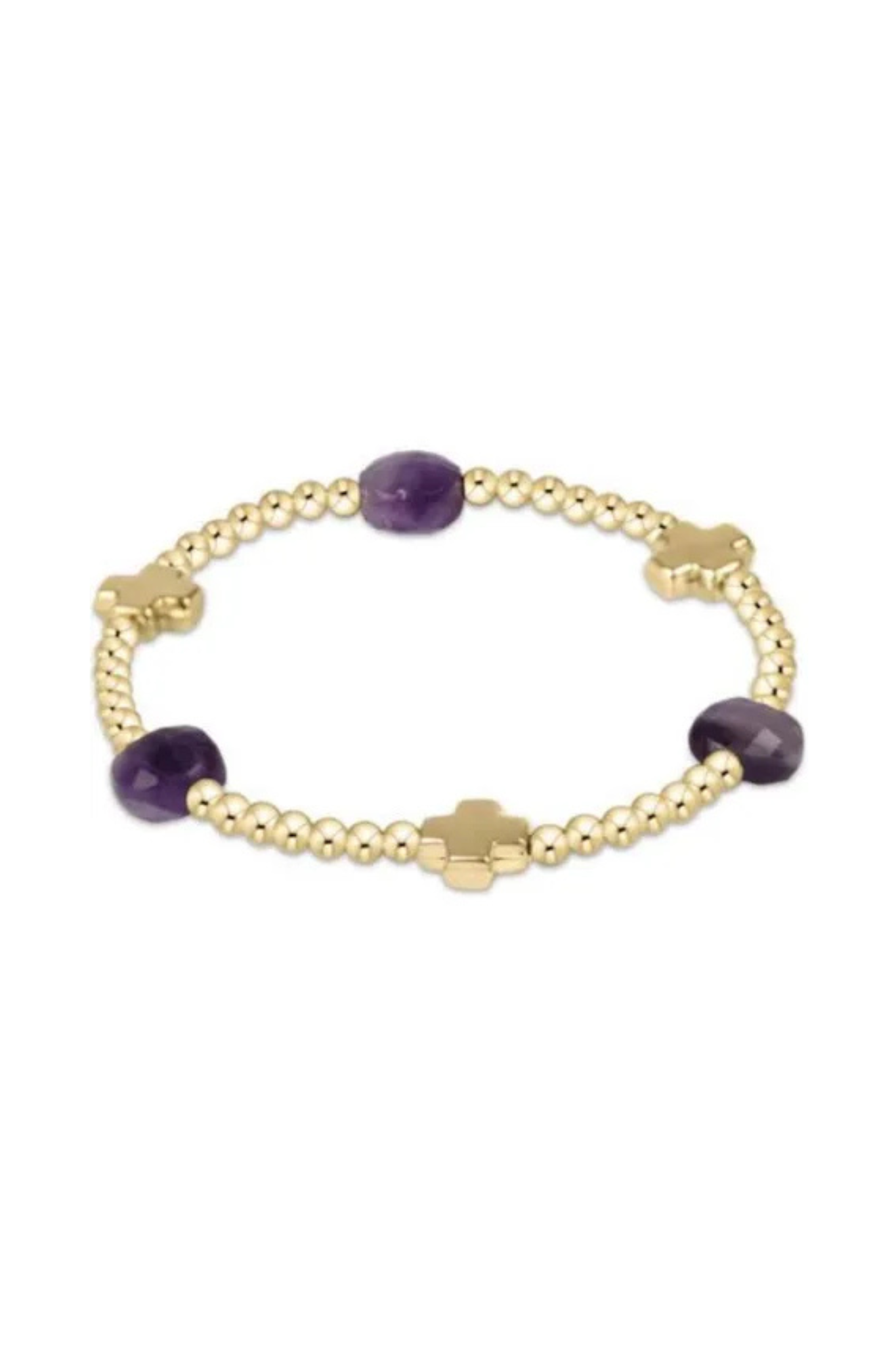 Enewton Amethyst Signature Cross Admire Gold Pattern 3mm Bracelet - Coremarkets