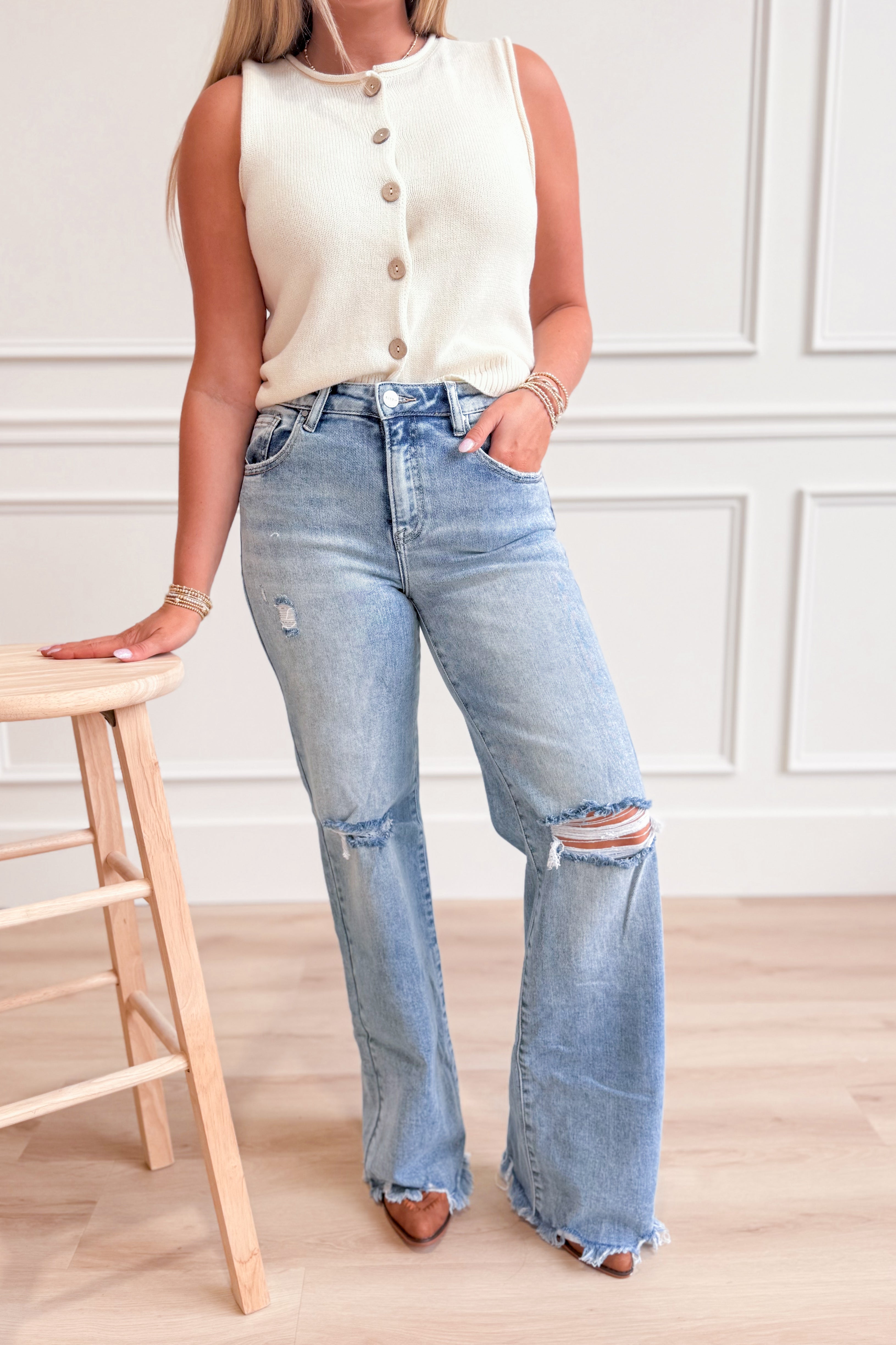 Risen Remi High Rise Wide Leg Denim Jeans [1-3XL] - Coremarkets