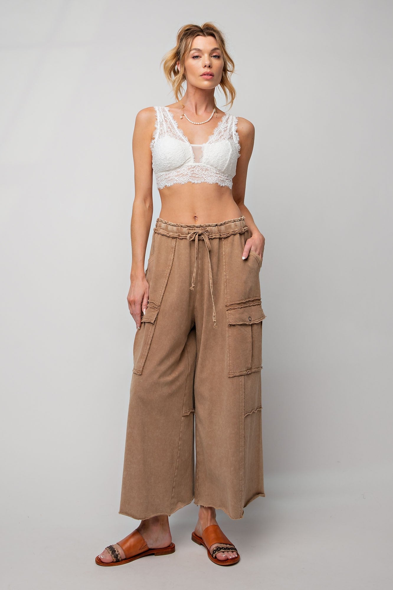 Mateo Mineral Washed Wide Leg Cargo Pants - Coremarkets