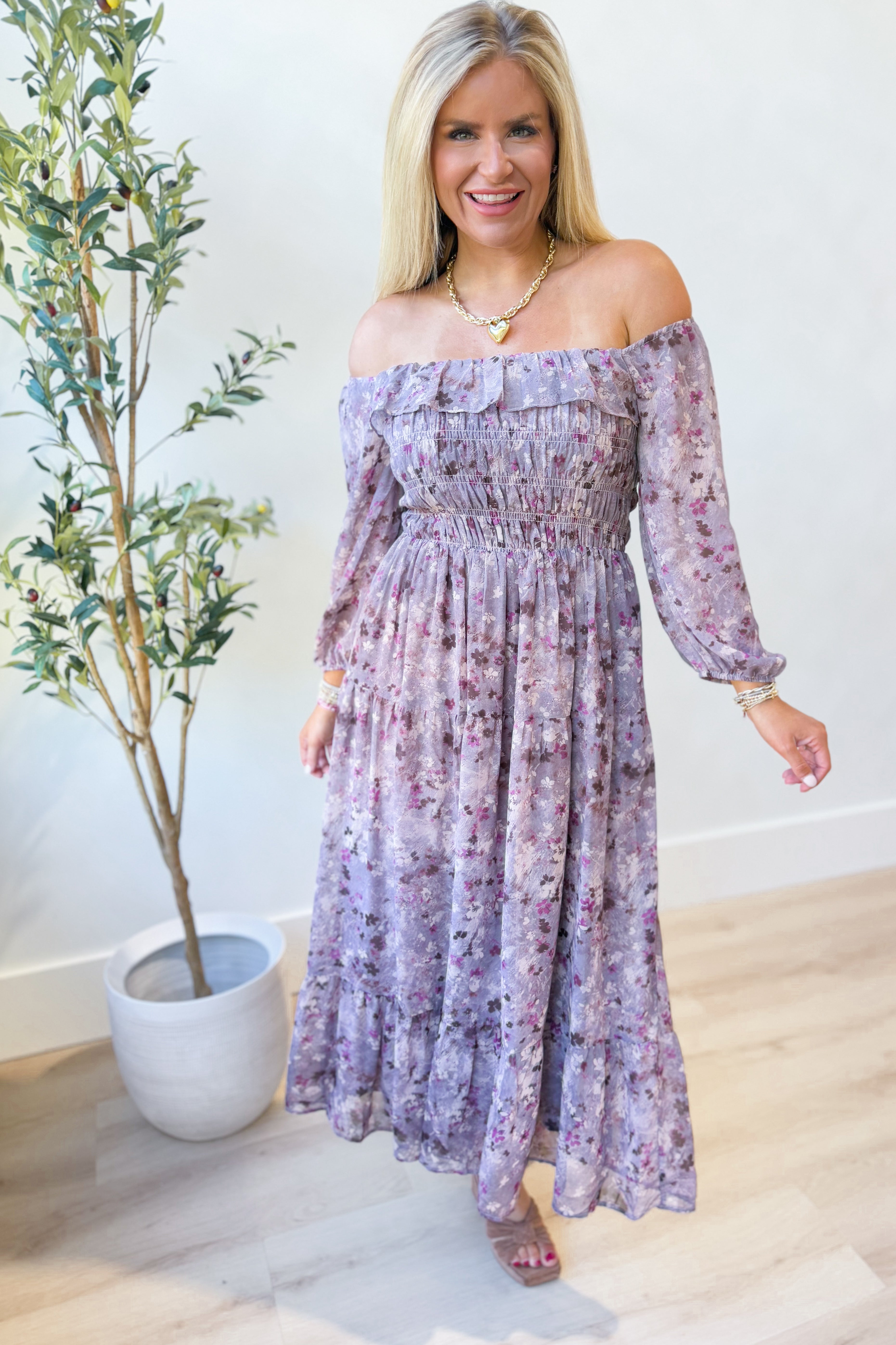 Scarlett Floral Smocked Midi Dress - Coremarkets