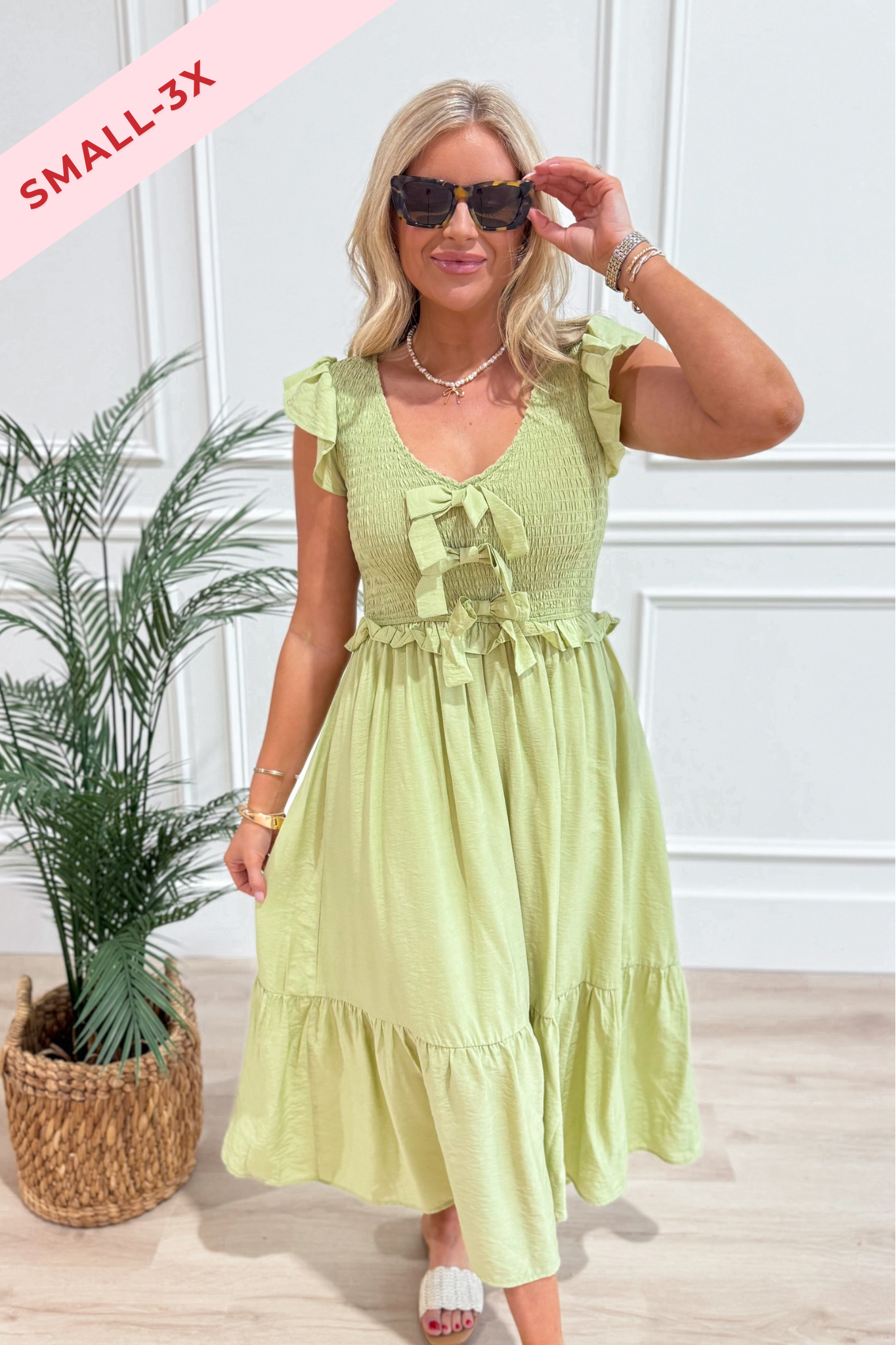 Nicole Front Bow Detail Midi Dress - Coremarkets