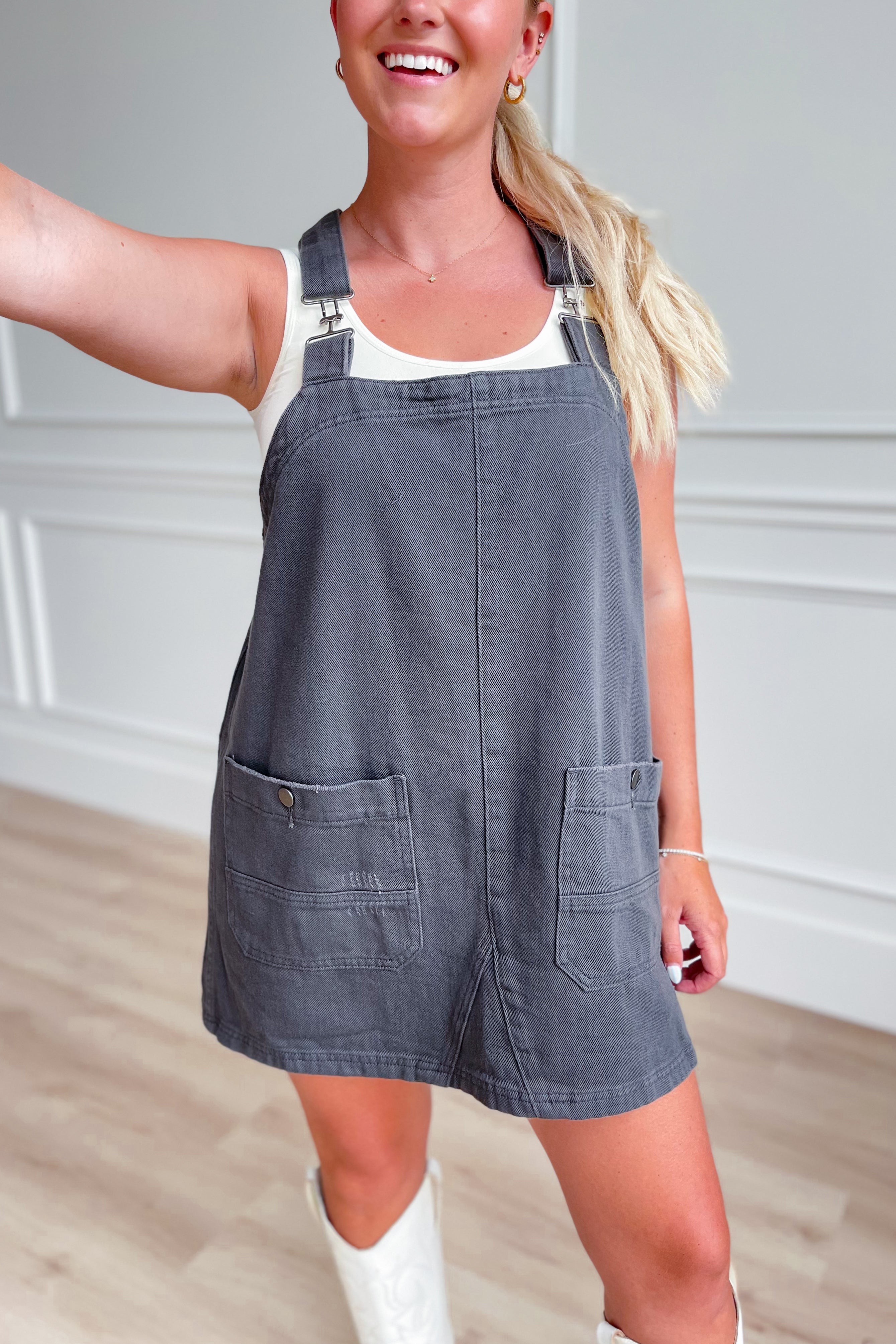 Piper Mineral Washed Overall Denim Dress - Coremarkets