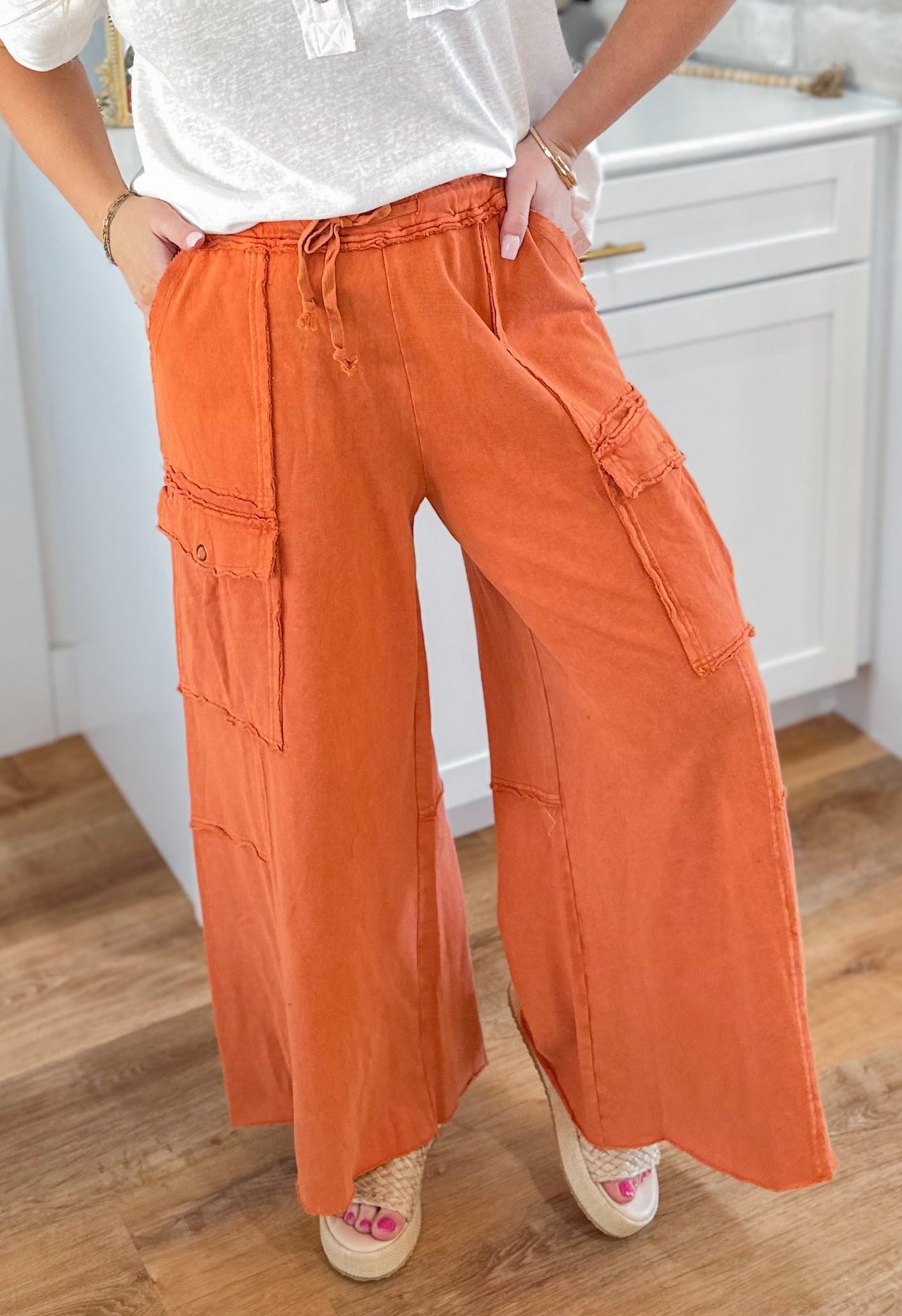 Mateo Mineral Washed Wide Leg Cargo Pants - Coremarkets