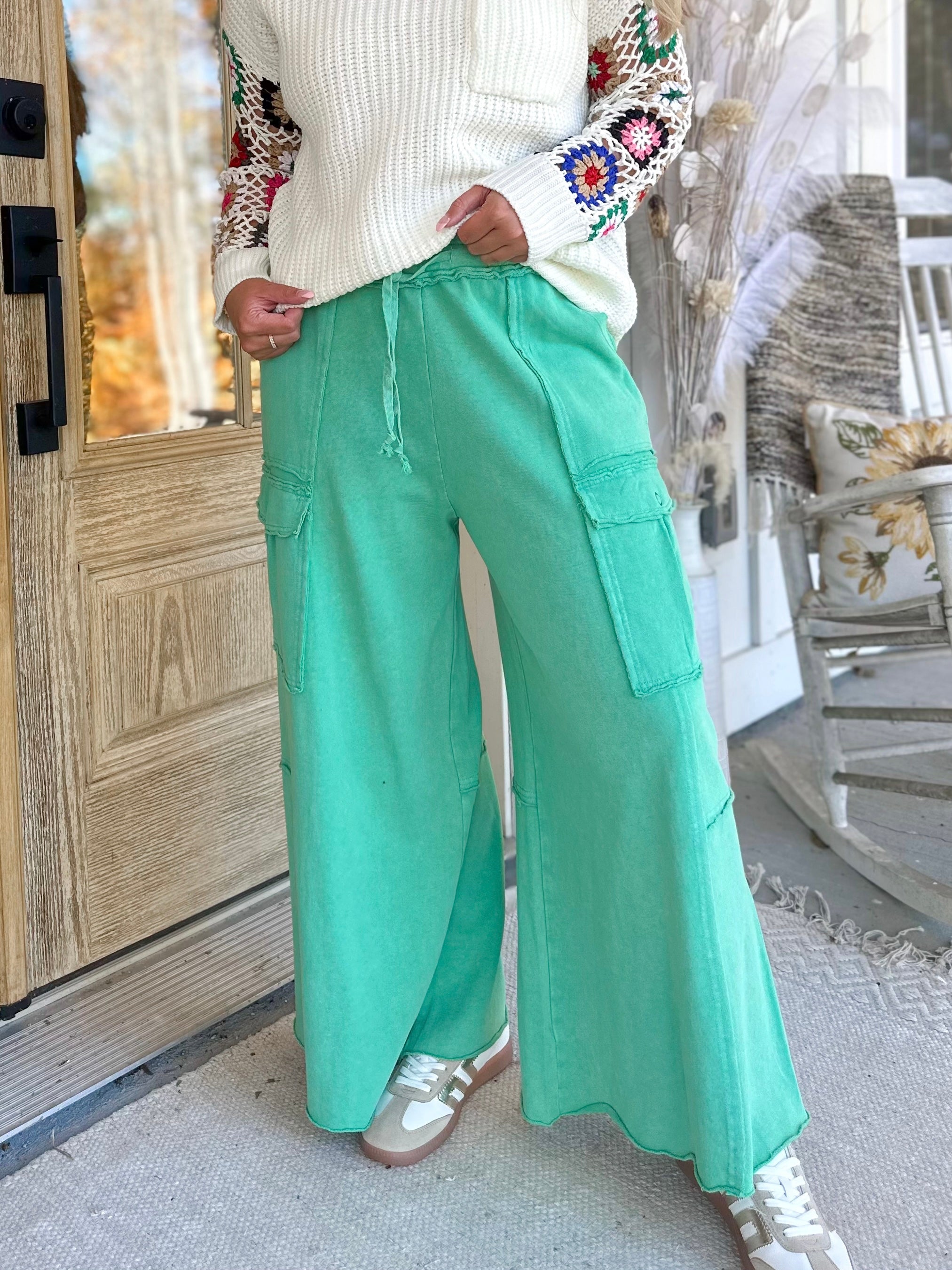 Mateo Mineral Washed Wide Leg Cargo Pants [S-3X] - Coremarkets