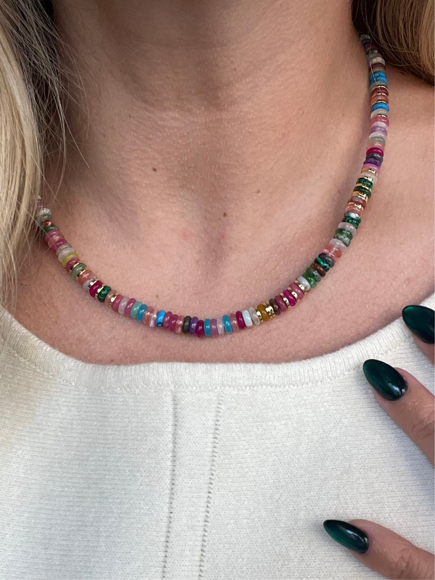 Treasure Jewels Rainbow Gold Gemstone Necklace - Coremarkets