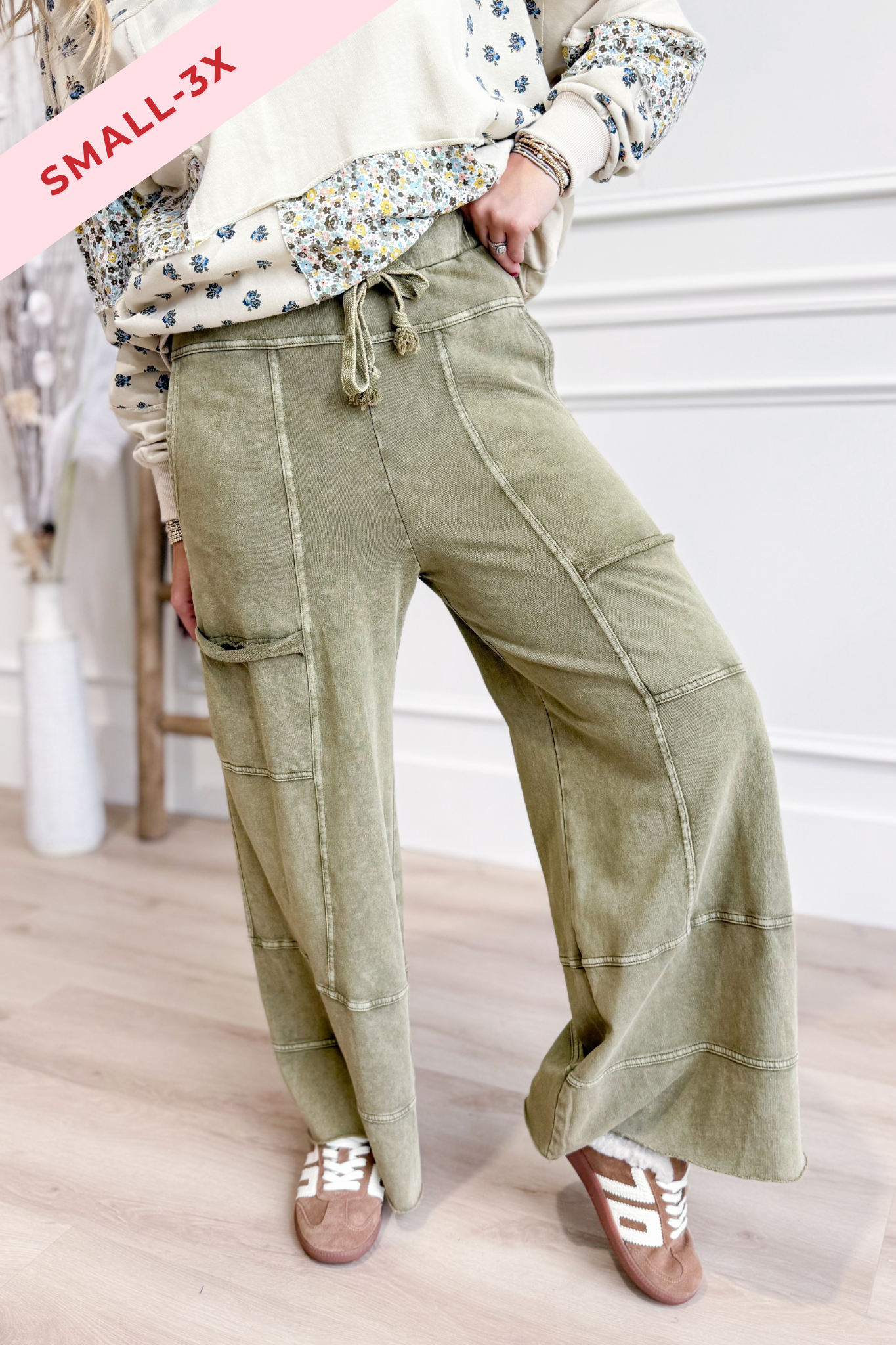 Bradley Mineral Washed Terry Knit Wide Leg Pants - Coremarkets