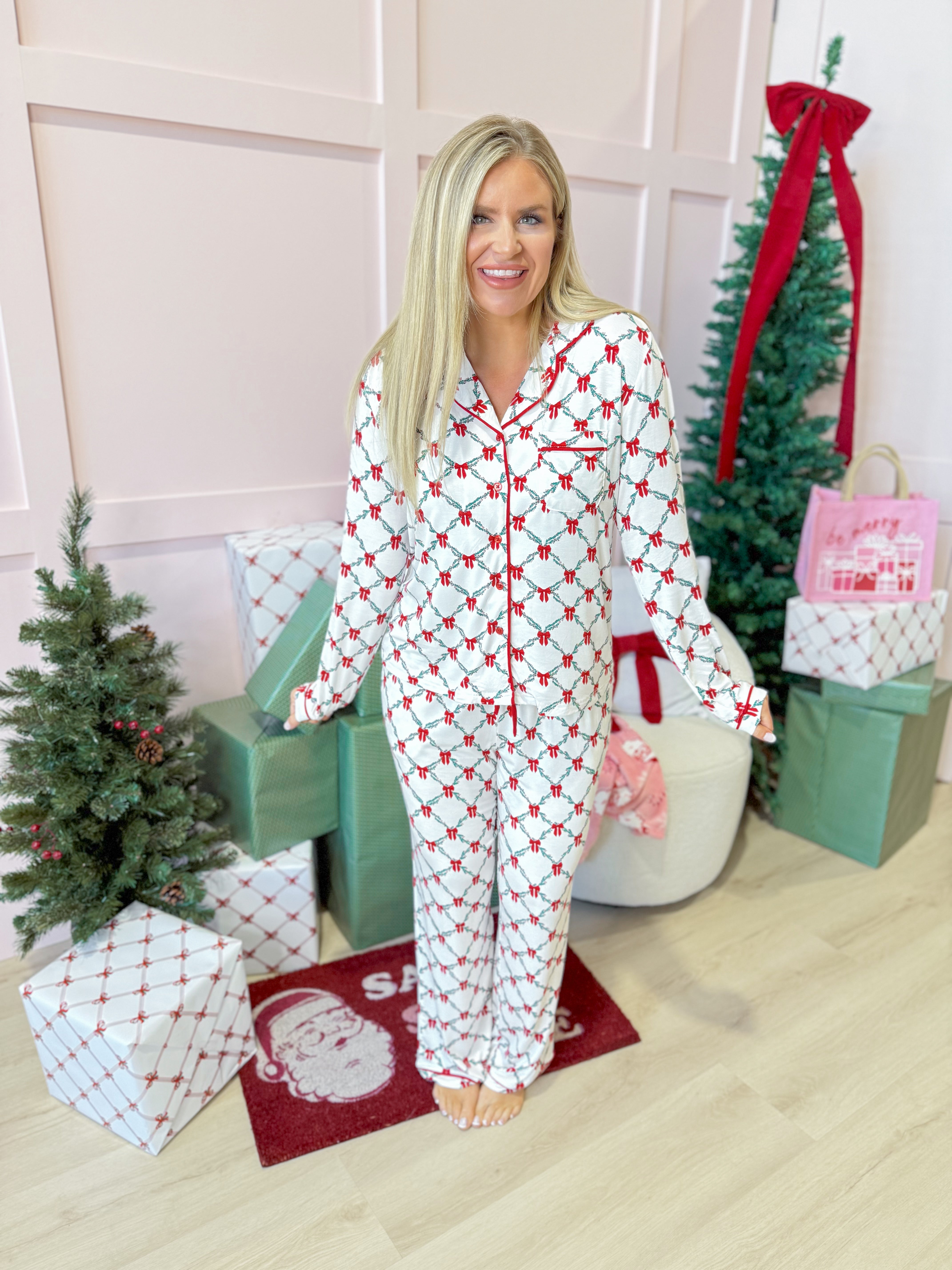 Charlotte Lattice Garland Pajama Set - Coremarkets