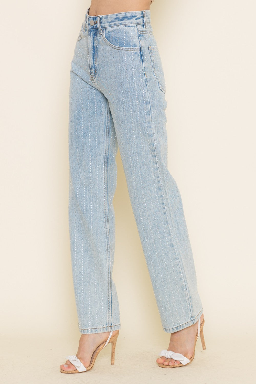 Kelsea Rhinestone Studded Denim Jean - Coremarkets