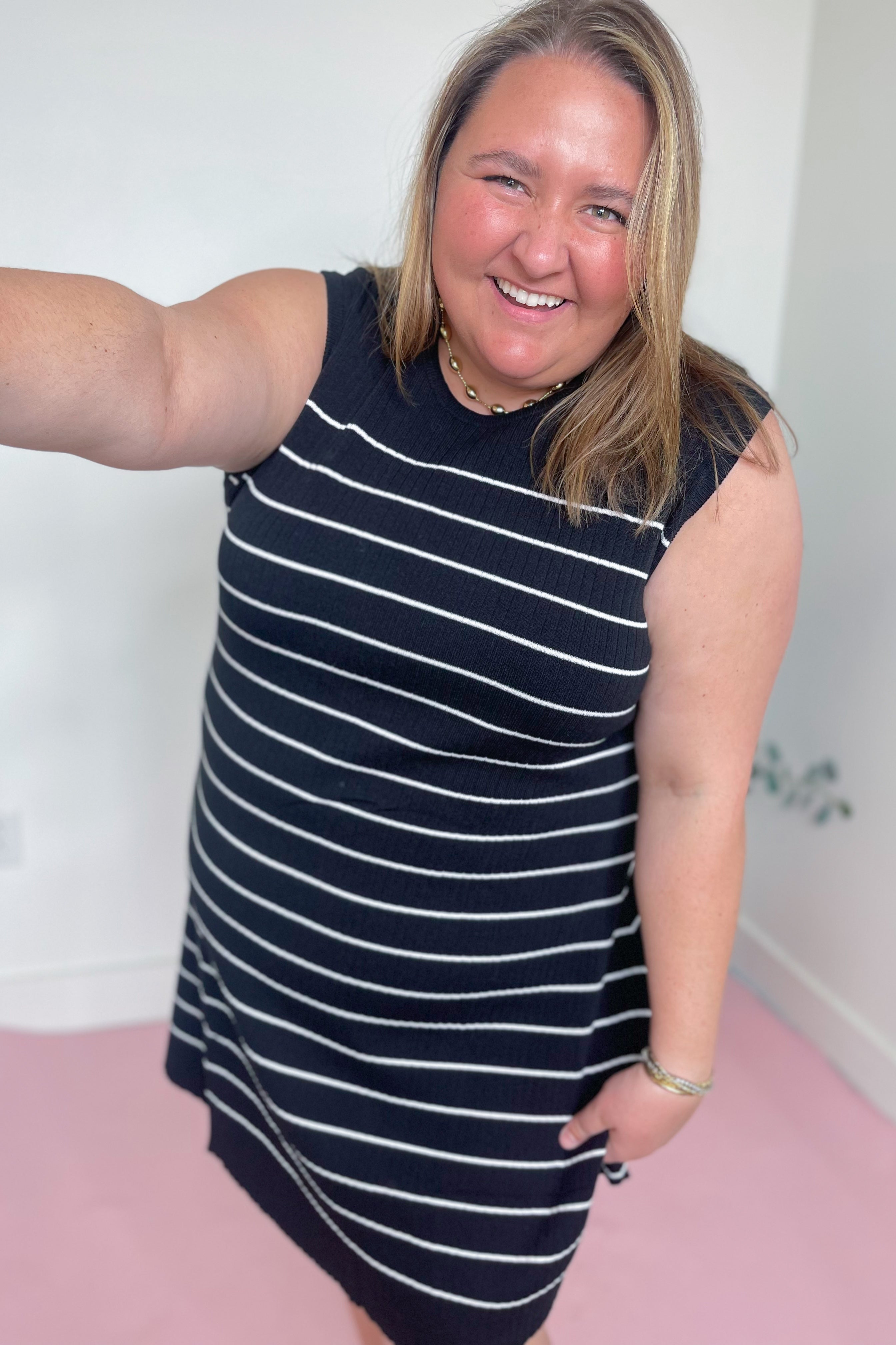 Allie Striped Ribbed Knit Dress - Coremarkets