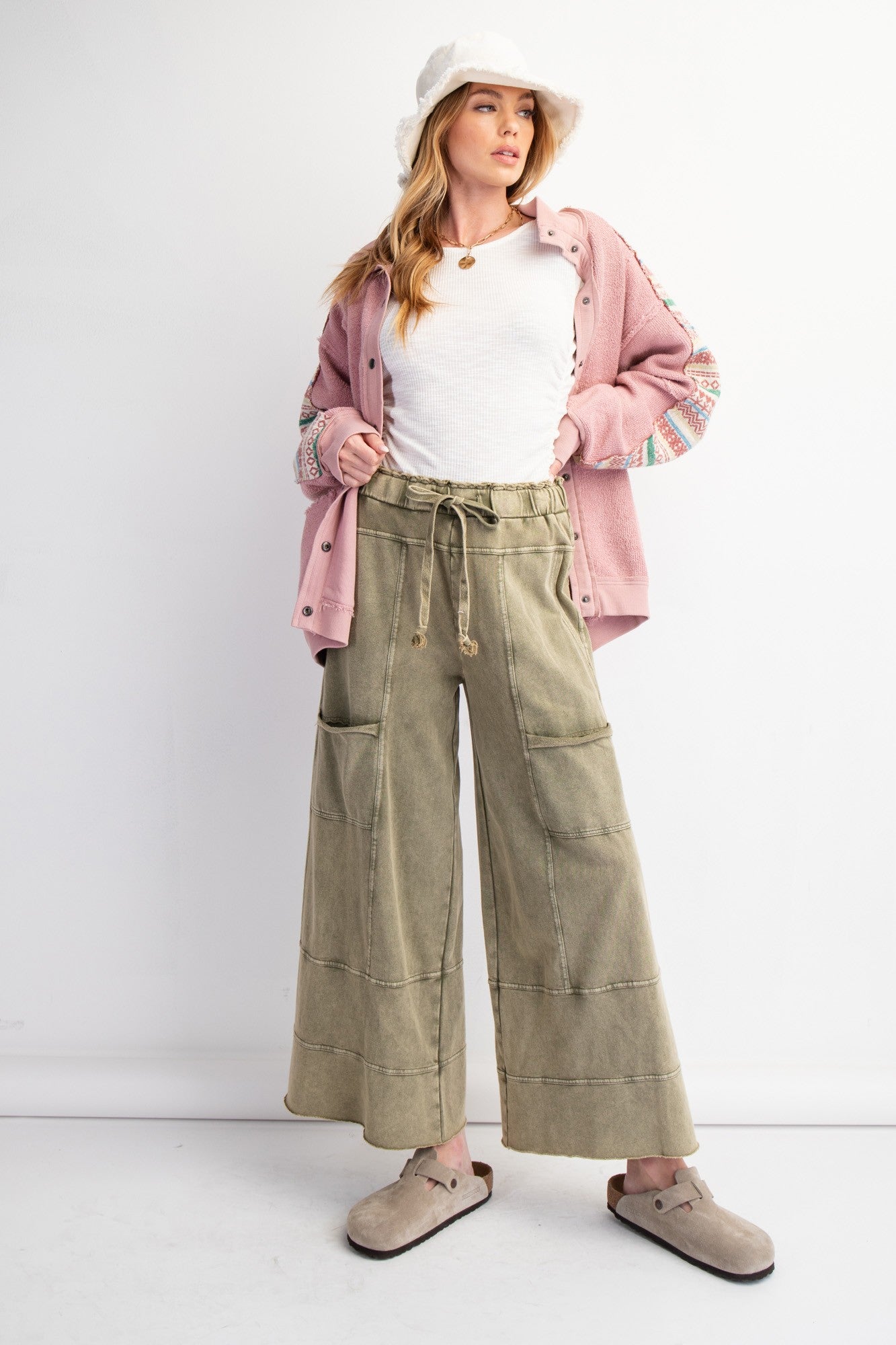 Bradley Mineral Washed Terry Knit Wide Leg Pants *waiting on plus* - Coremarkets