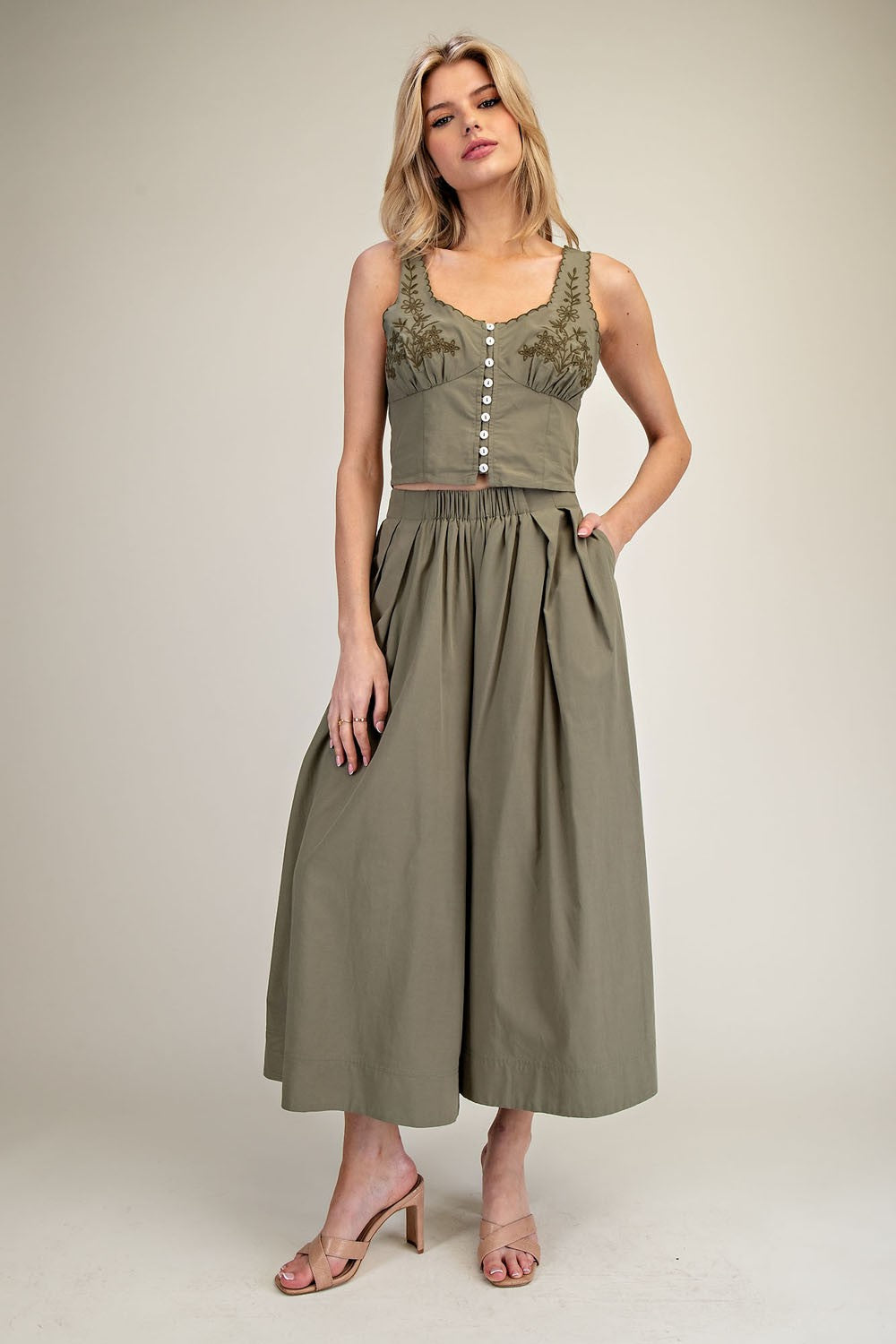 Whitney Embroidered Midi Skirt Set - Coremarkets