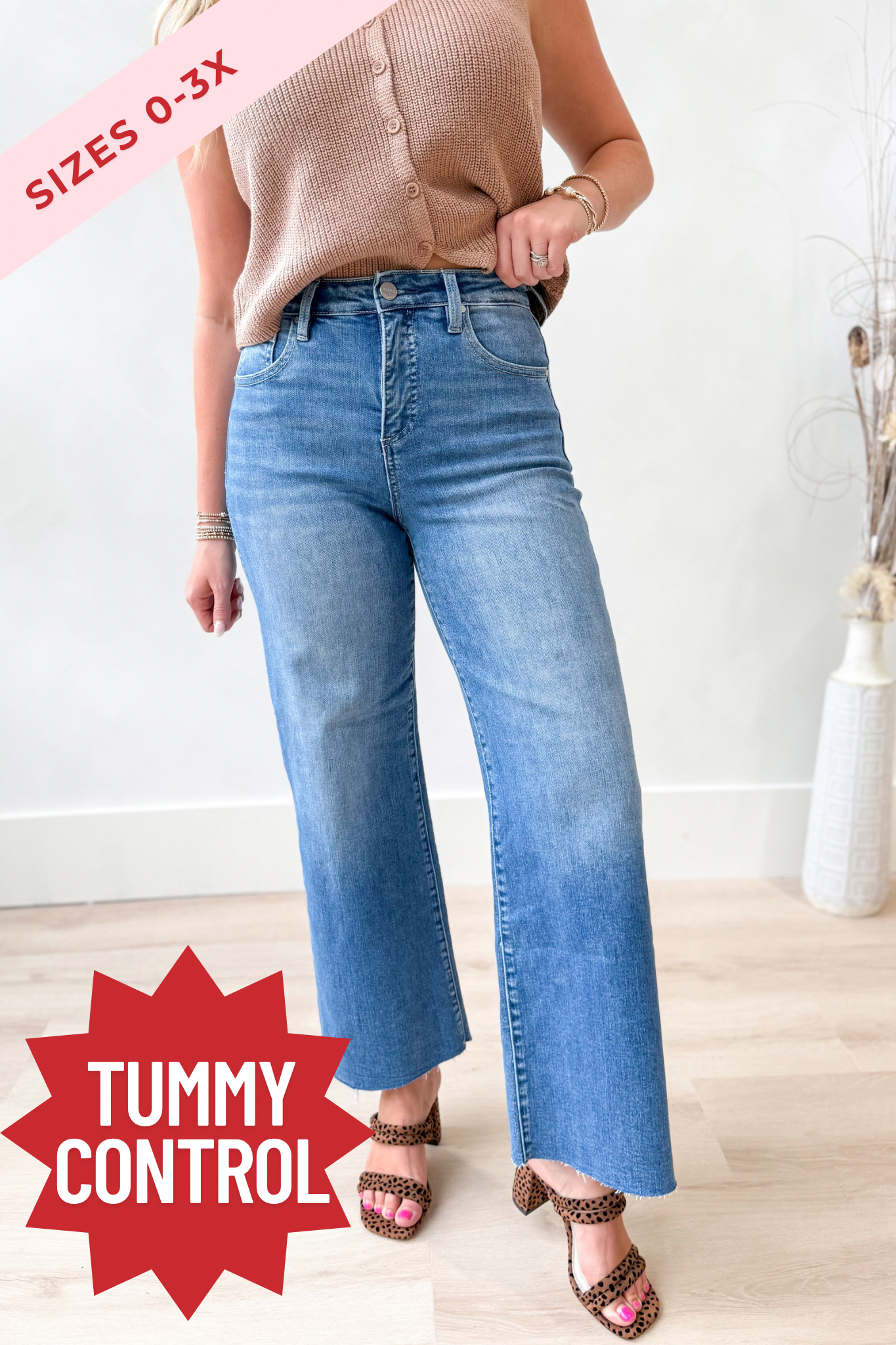 Risen Stevie High Rise Crop Wide Leg Tummy Control Pants - Coremarkets