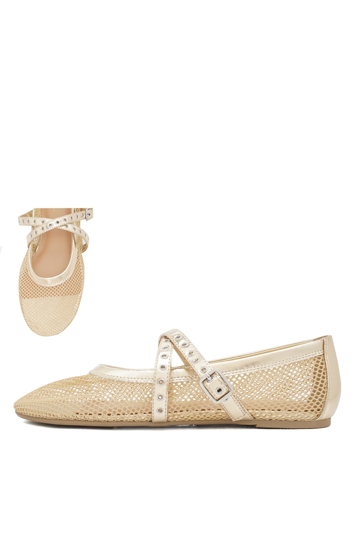 Soda Pepper Gold Mesh Ballerina Flat - Coremarkets