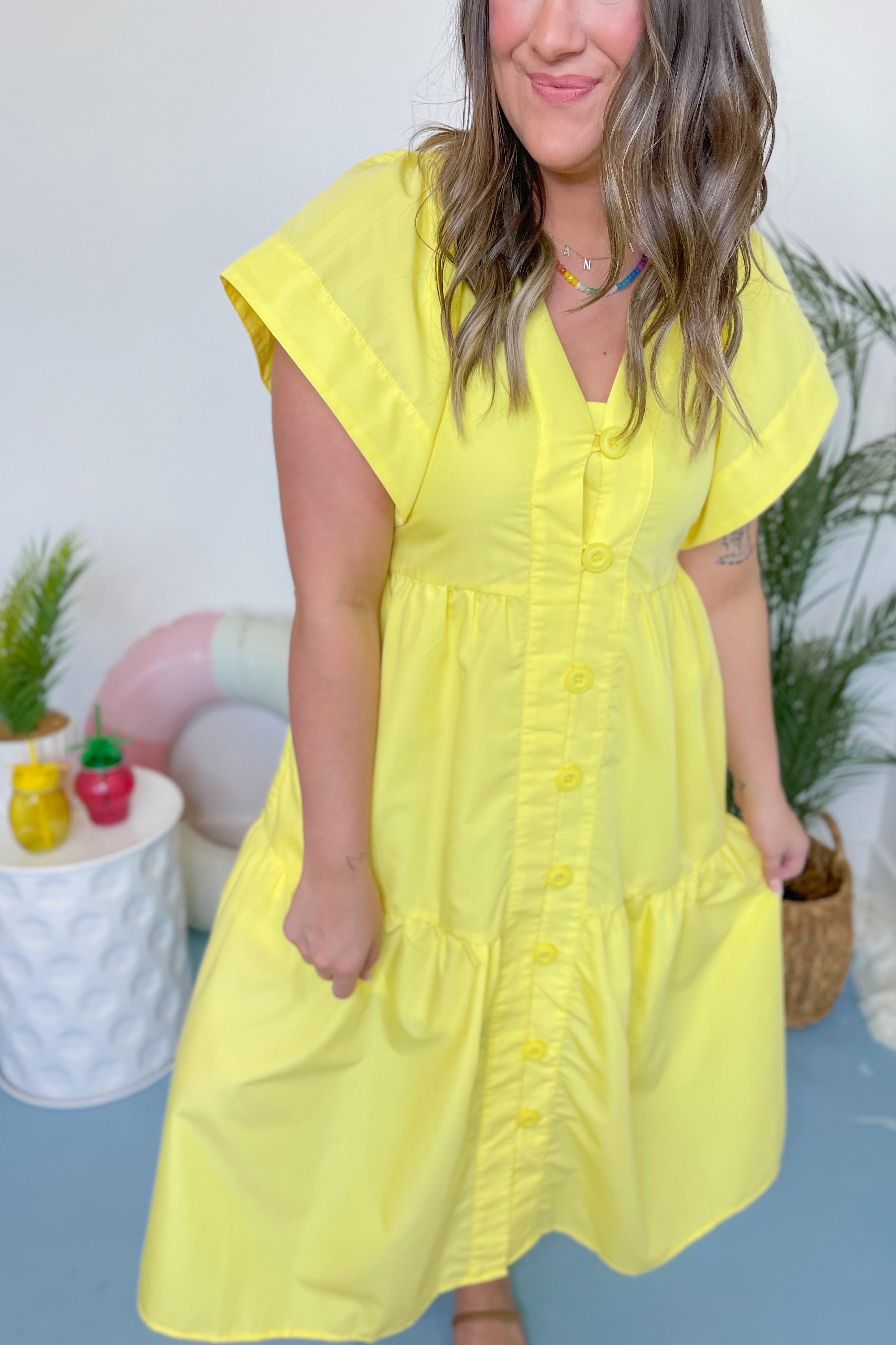 Sunny Flutter Sleeve Midi Dress - Coremarkets