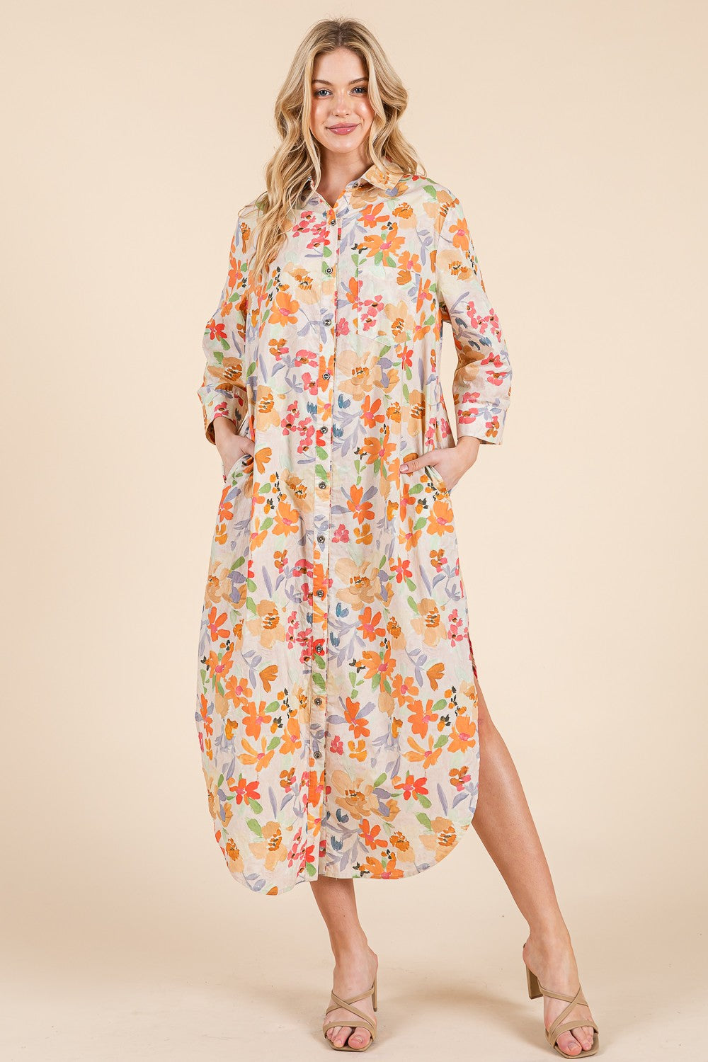 Lisa Multi Floral Button Down Dress - Coremarkets