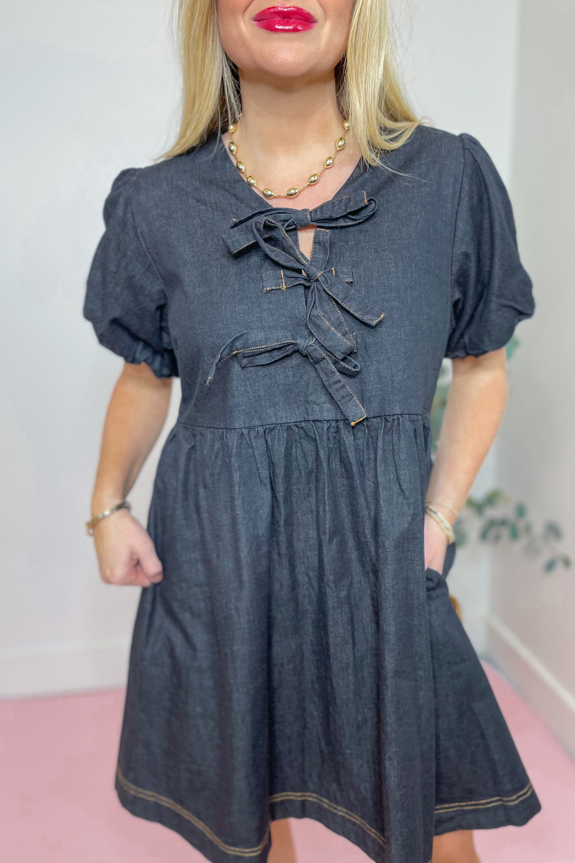 Heather Balloon Sleeve Peplum Dress - Coremarkets