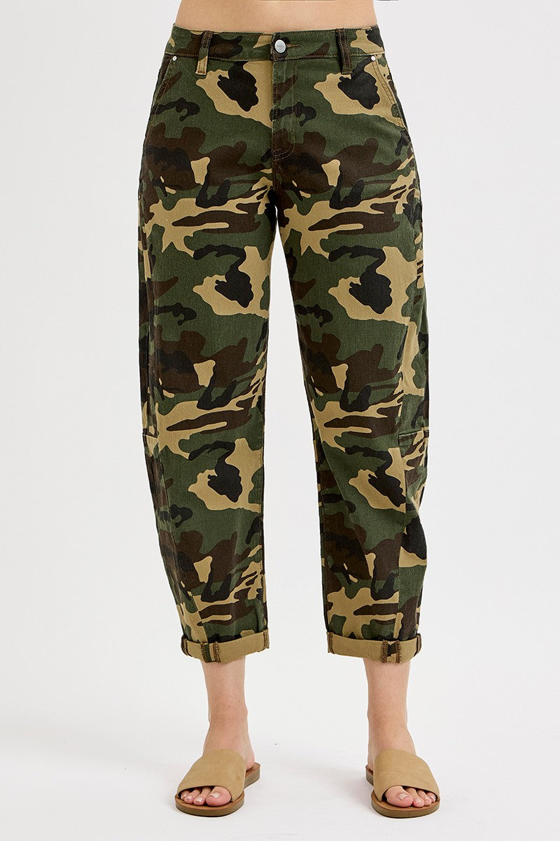 Risen Robby Camo High Rise Barrel Jeans [0-15] - Coremarkets