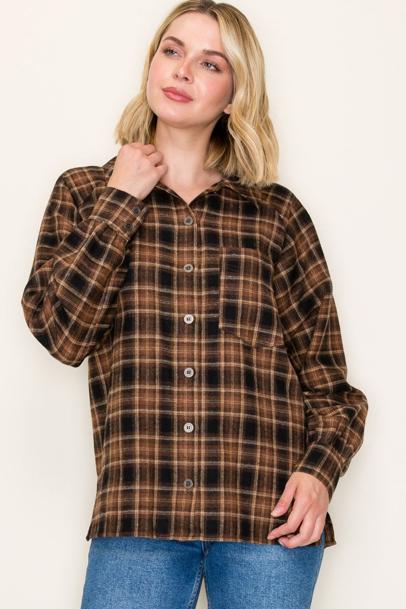 Cynthia Plaid Raglan Sleeve Flannel - Coremarkets