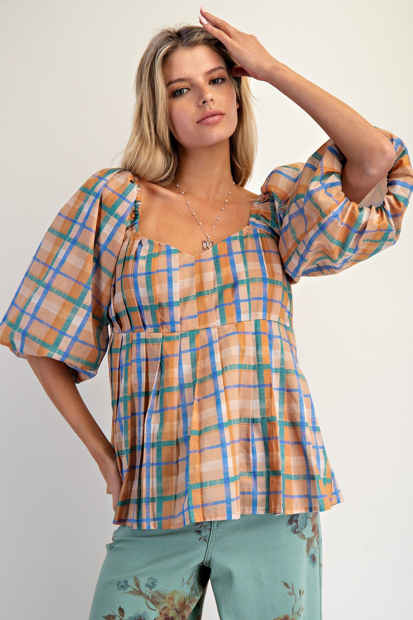 Bethany Plaid Babydoll Top - Coremarkets