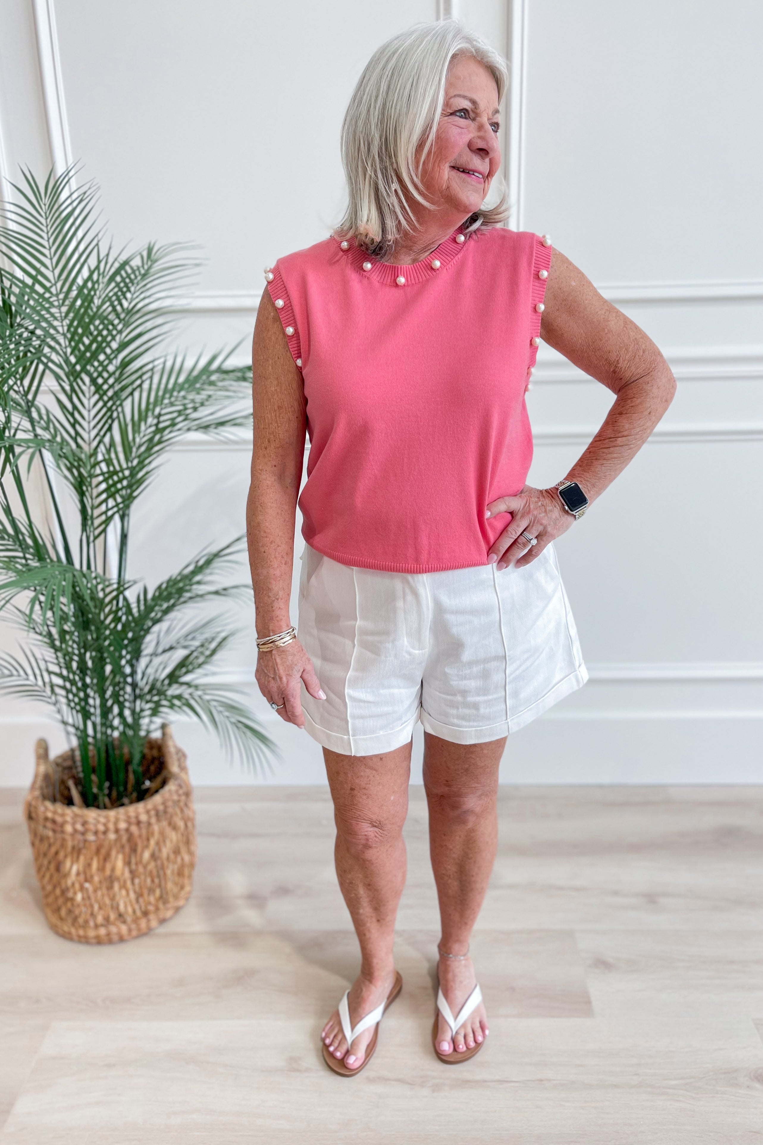 Rosie Pearl Embellished Sleeveless Top - Coremarkets