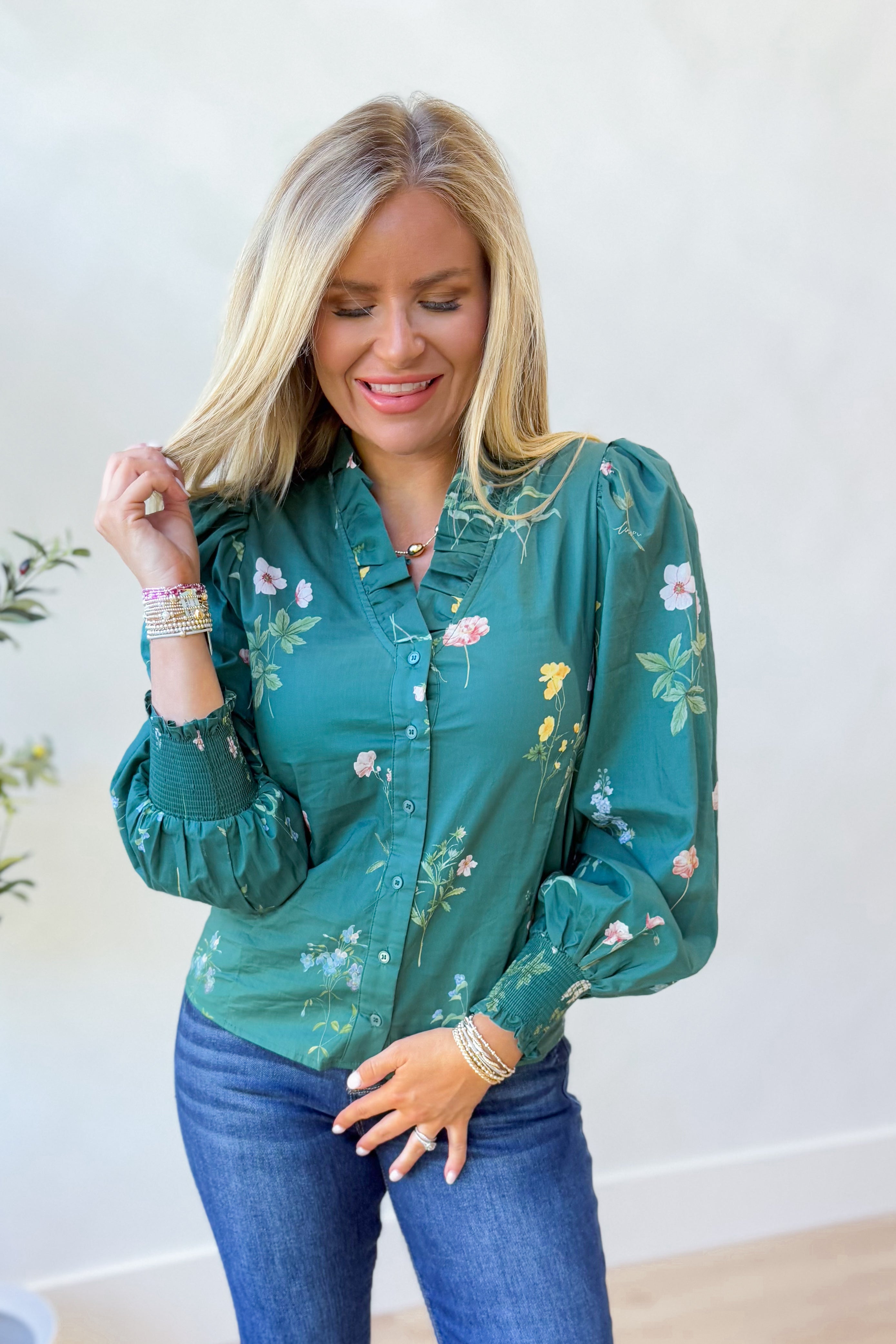 Tracey Floral Ruffle Accent Blouse - Coremarkets