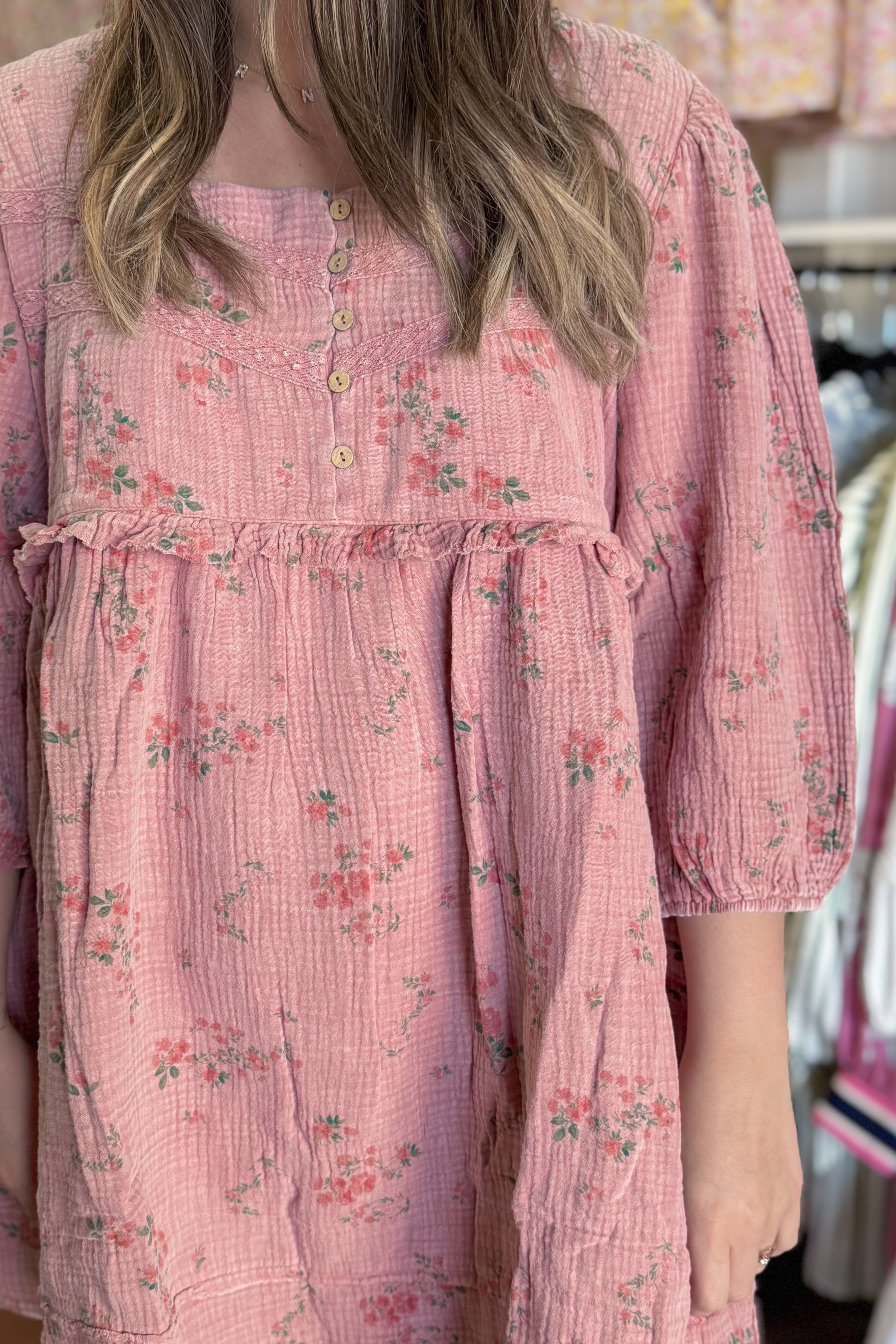 Karen Floral Mineral Washed Babydoll Dress - Coremarkets