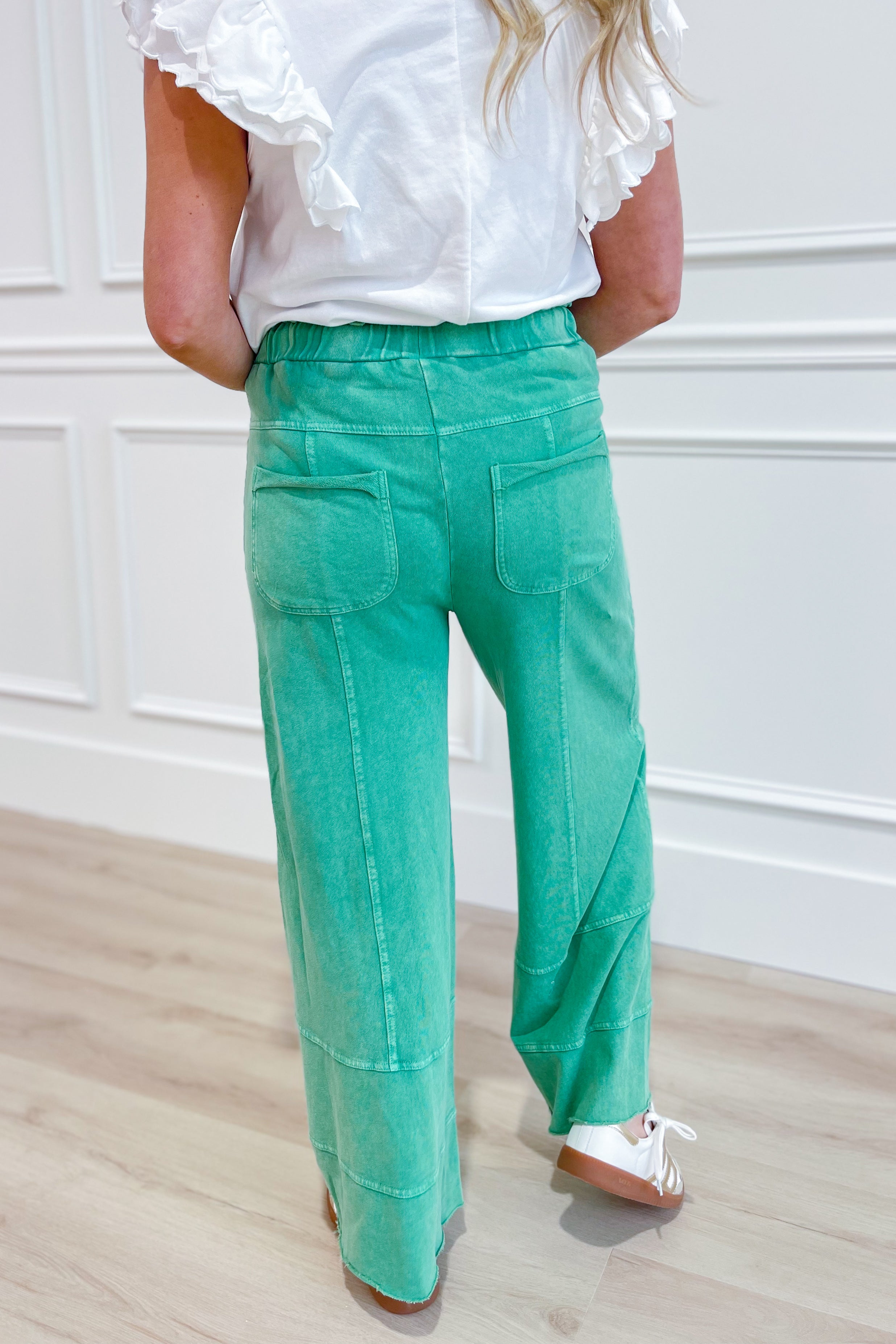 Bradley Mineral Washed Terry Knit Wide Leg Pants [S~3X] - Coremarkets