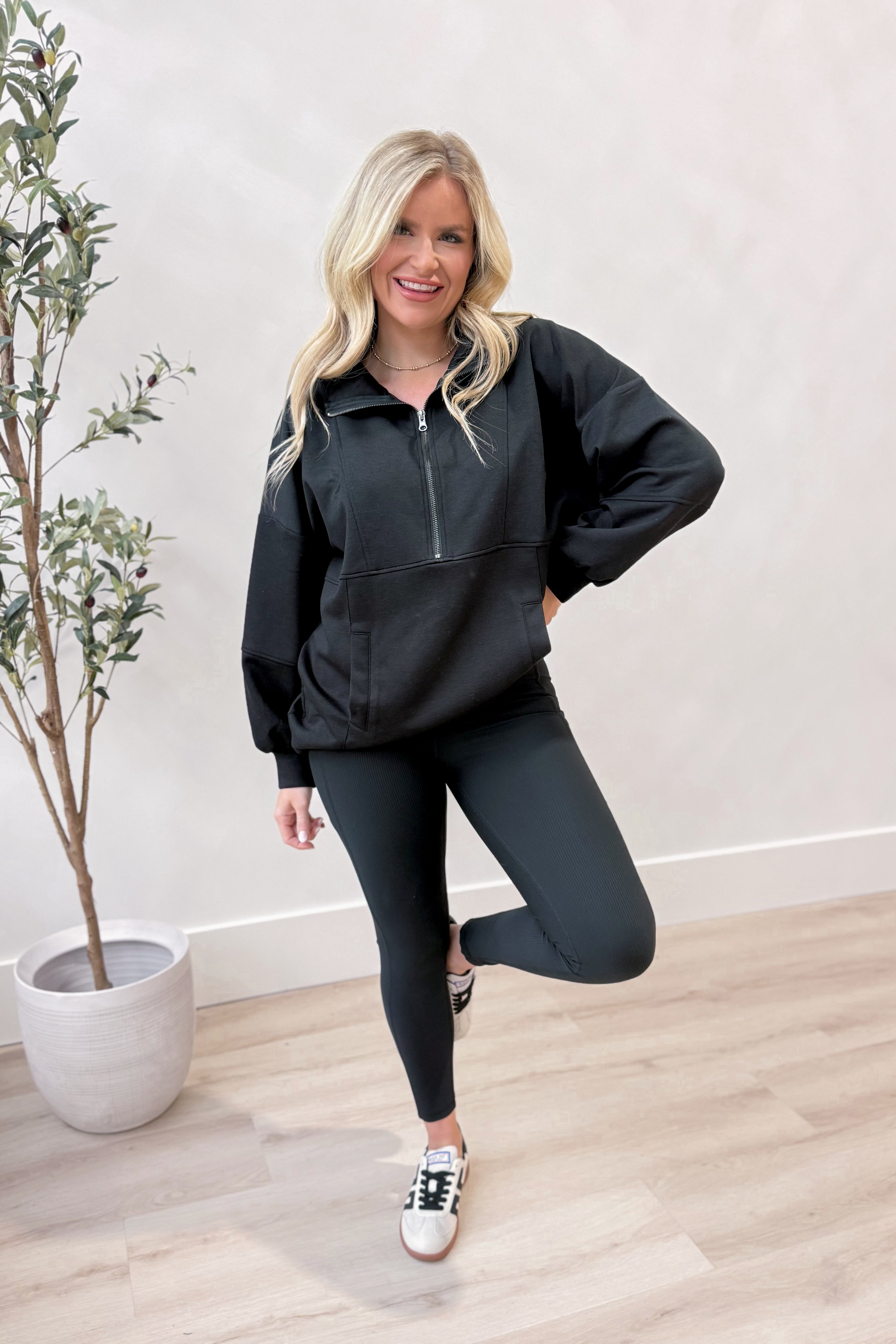 Carly Quarter Zip Mock Neck Sweatshirt - Coremarkets